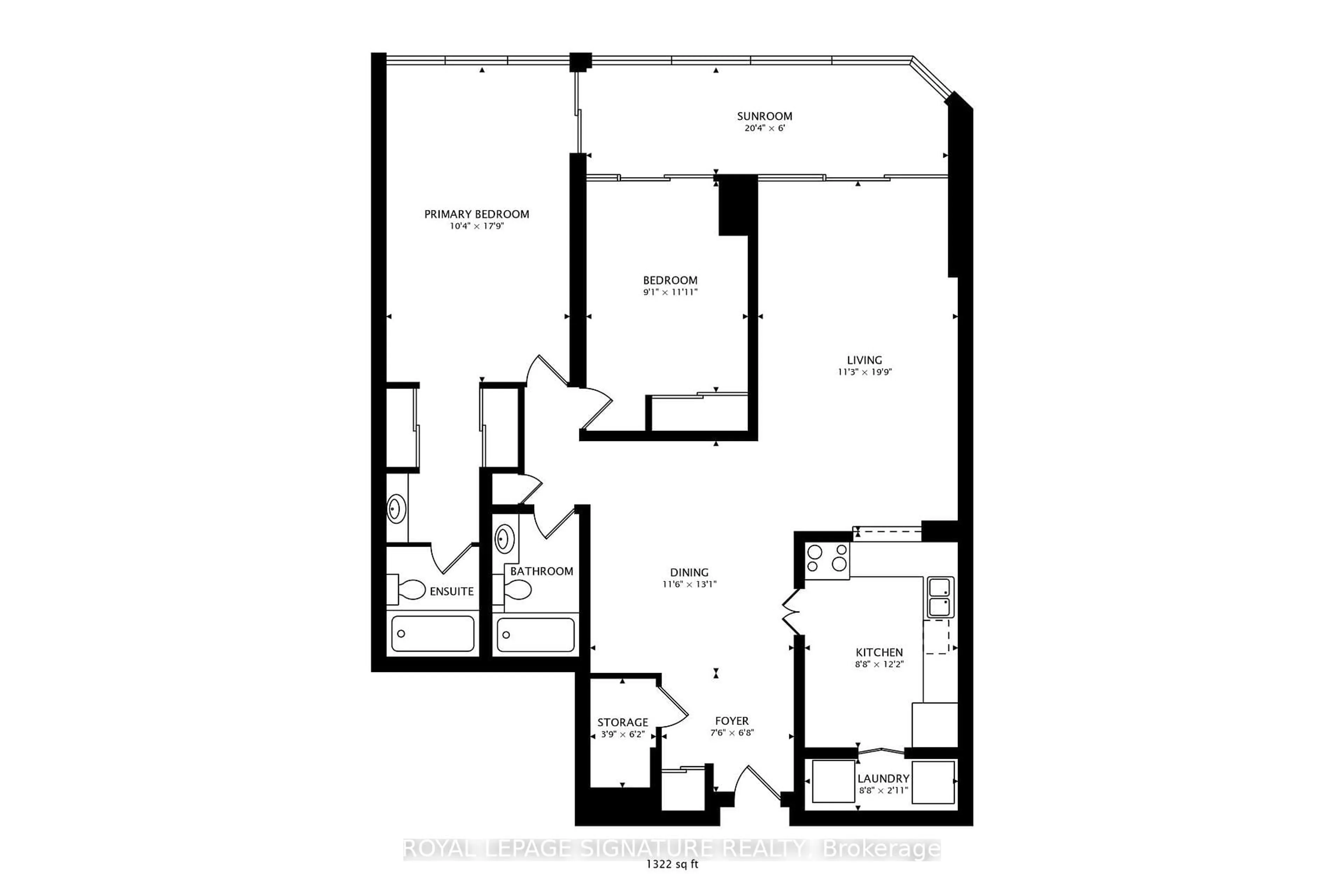 Floor plan for 33 Elmhurst Ave #1208, Toronto Ontario M2N 6G8