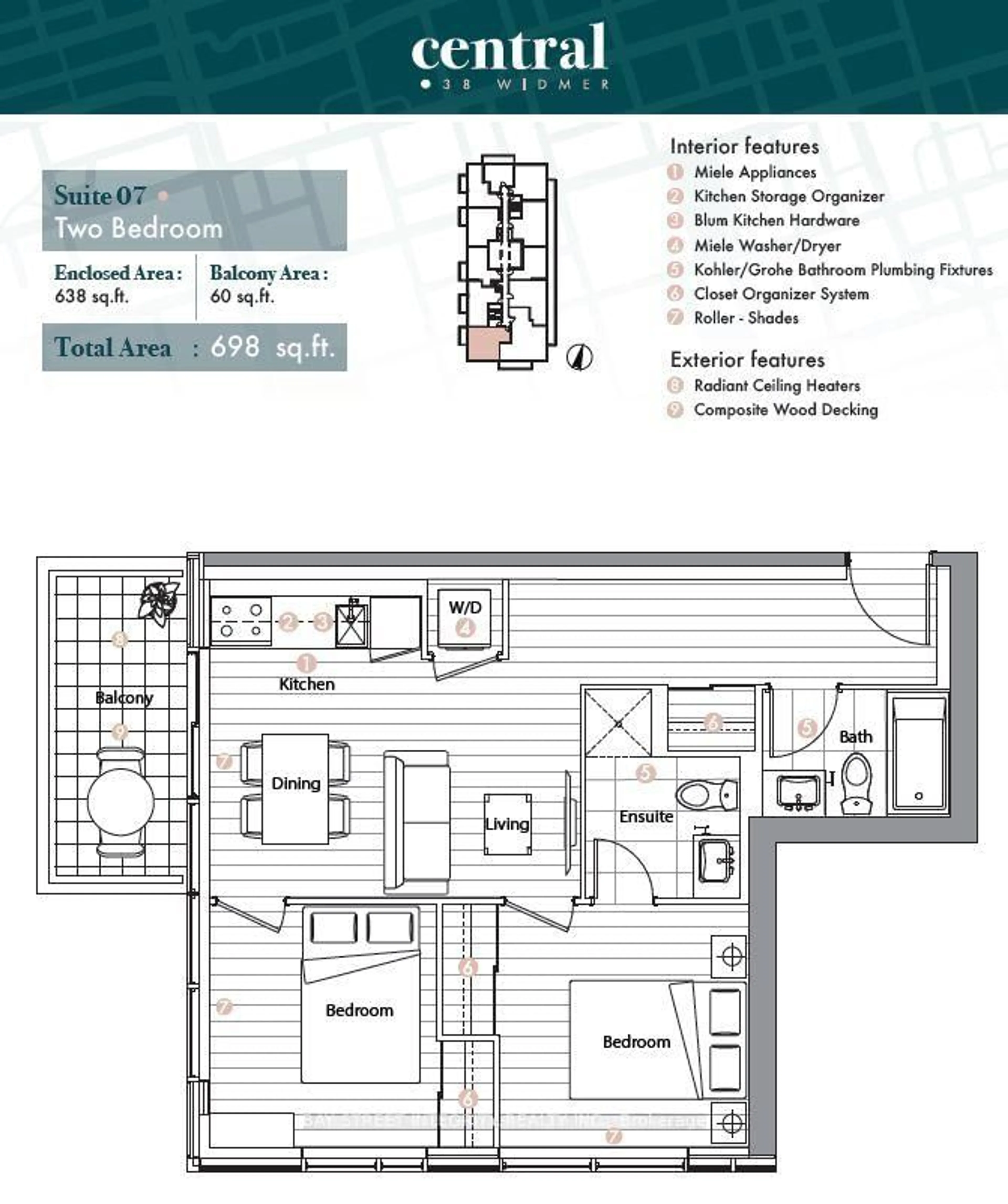 Floor plan for 38 Widmer St #3507, Toronto Ontario M5V 2E9