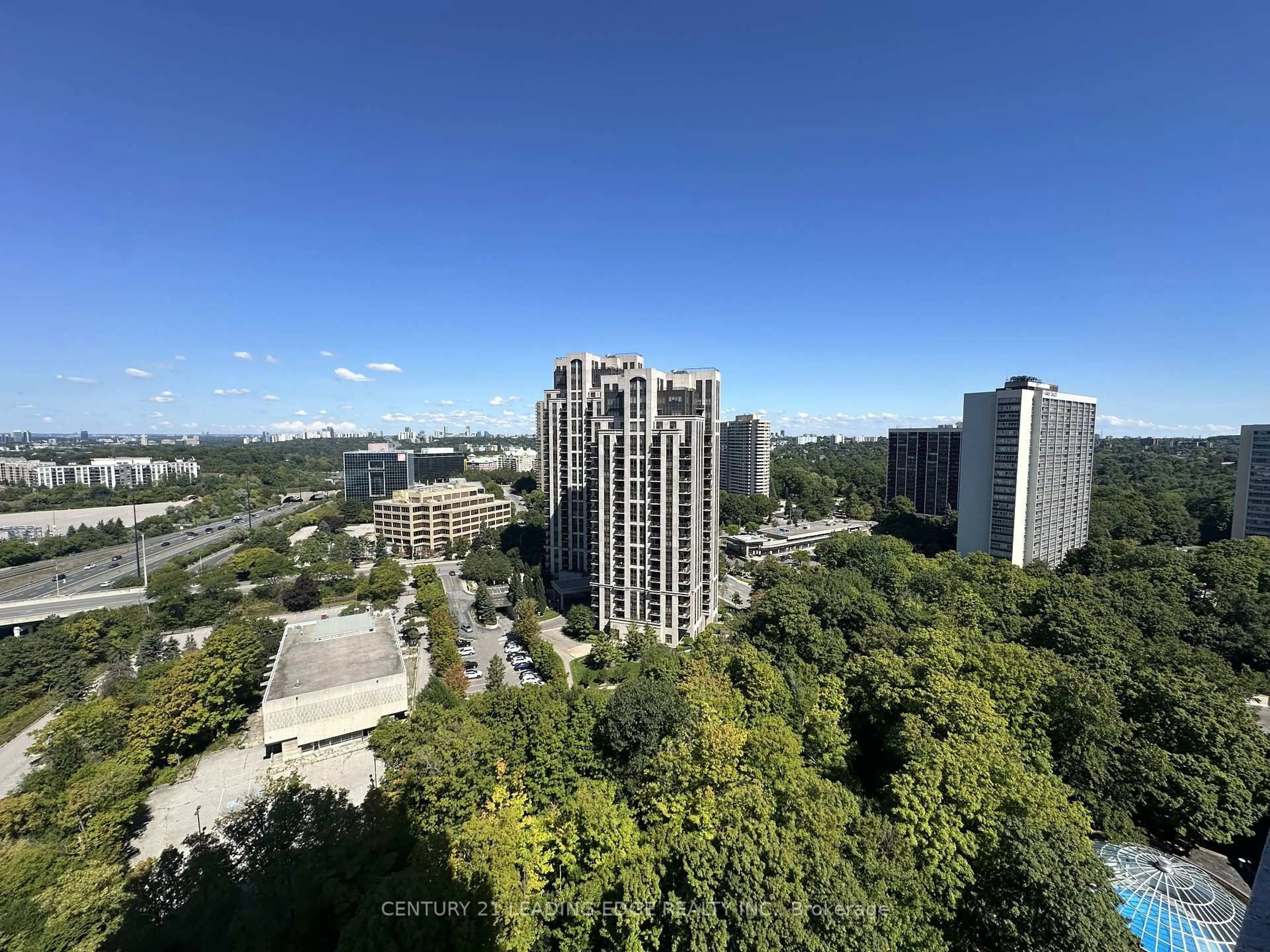A pic from outside/outdoor area/front of a property/back of a property/a pic from drone, city buildings view from balcony for 181 Wynford Dr #2008, Toronto Ontario M3C 0C6