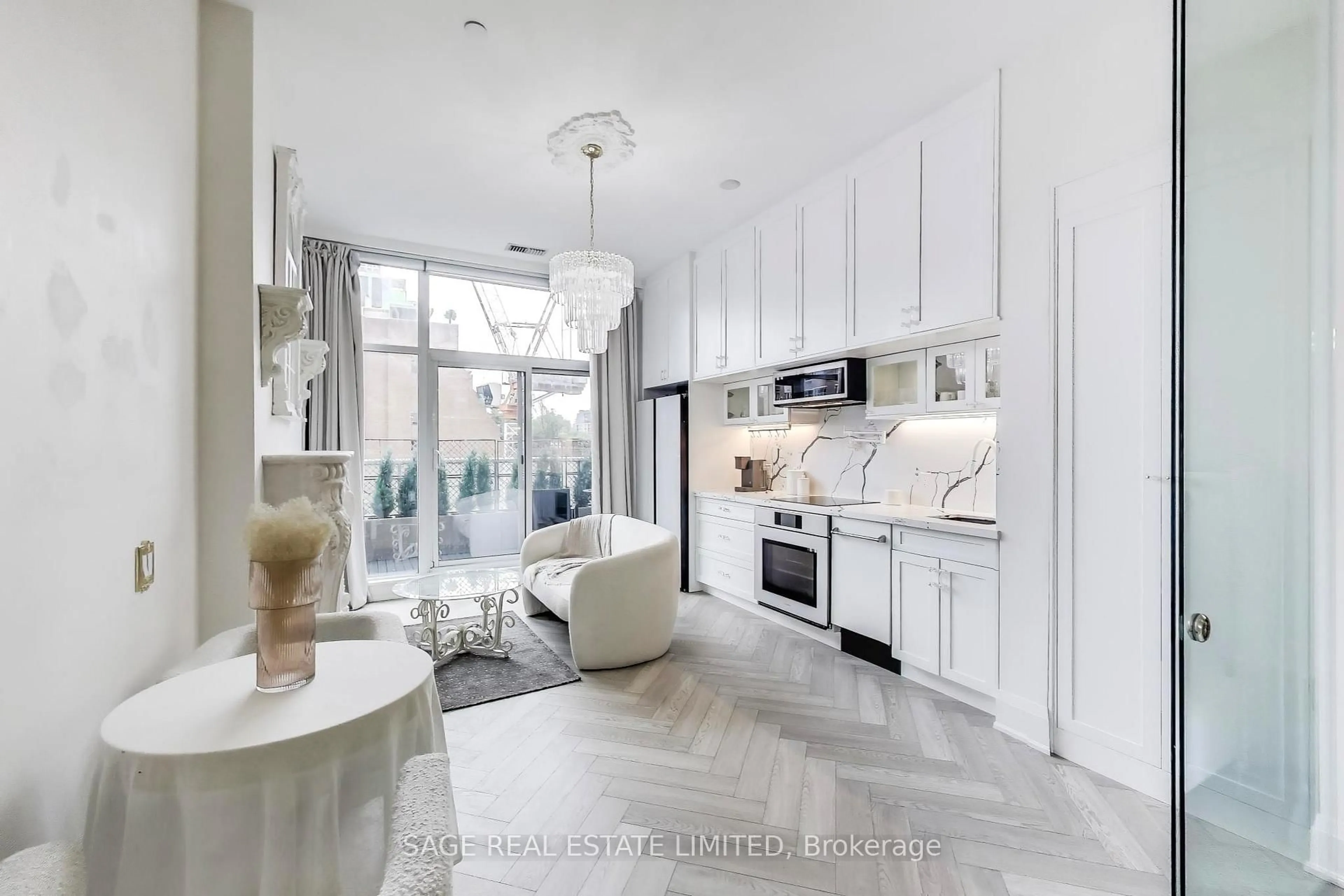 Open concept kitchen, ceramic/tile floor for 155 Yorkville Ave #320, Toronto Ontario M5R 0B4