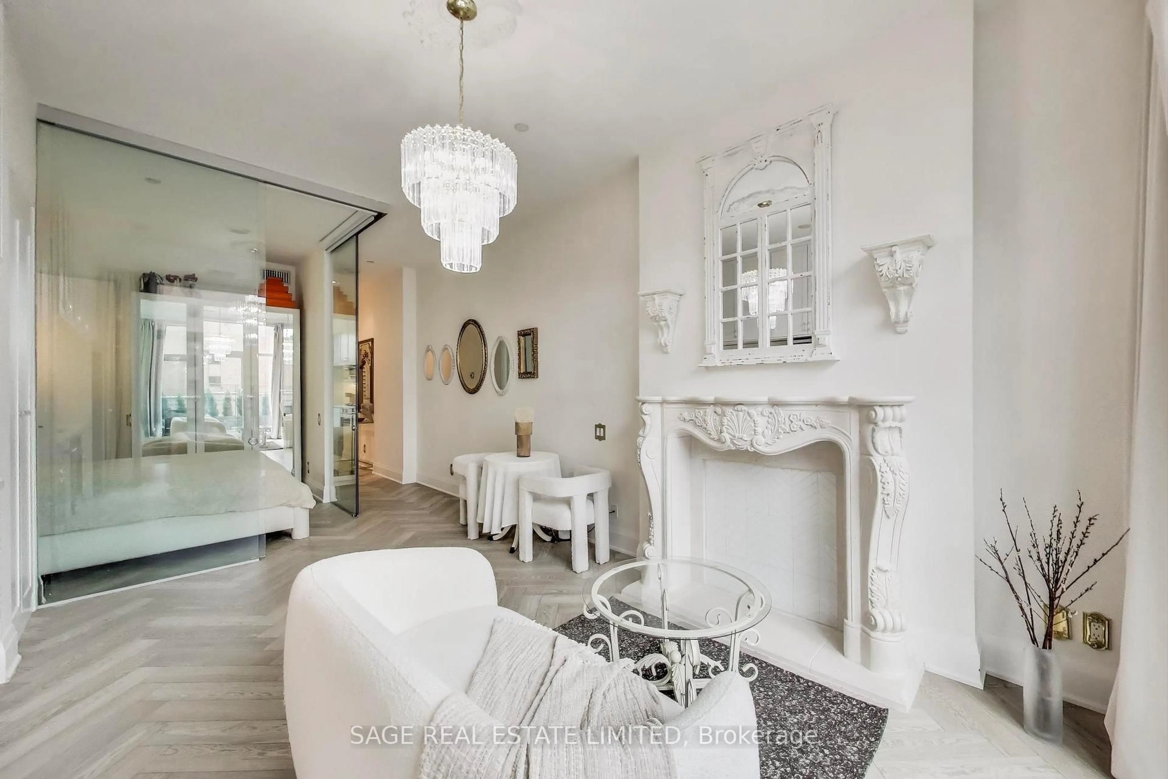 Living room with furniture, ceramic/tile floor for 155 Yorkville Ave #320, Toronto Ontario M5R 0B4