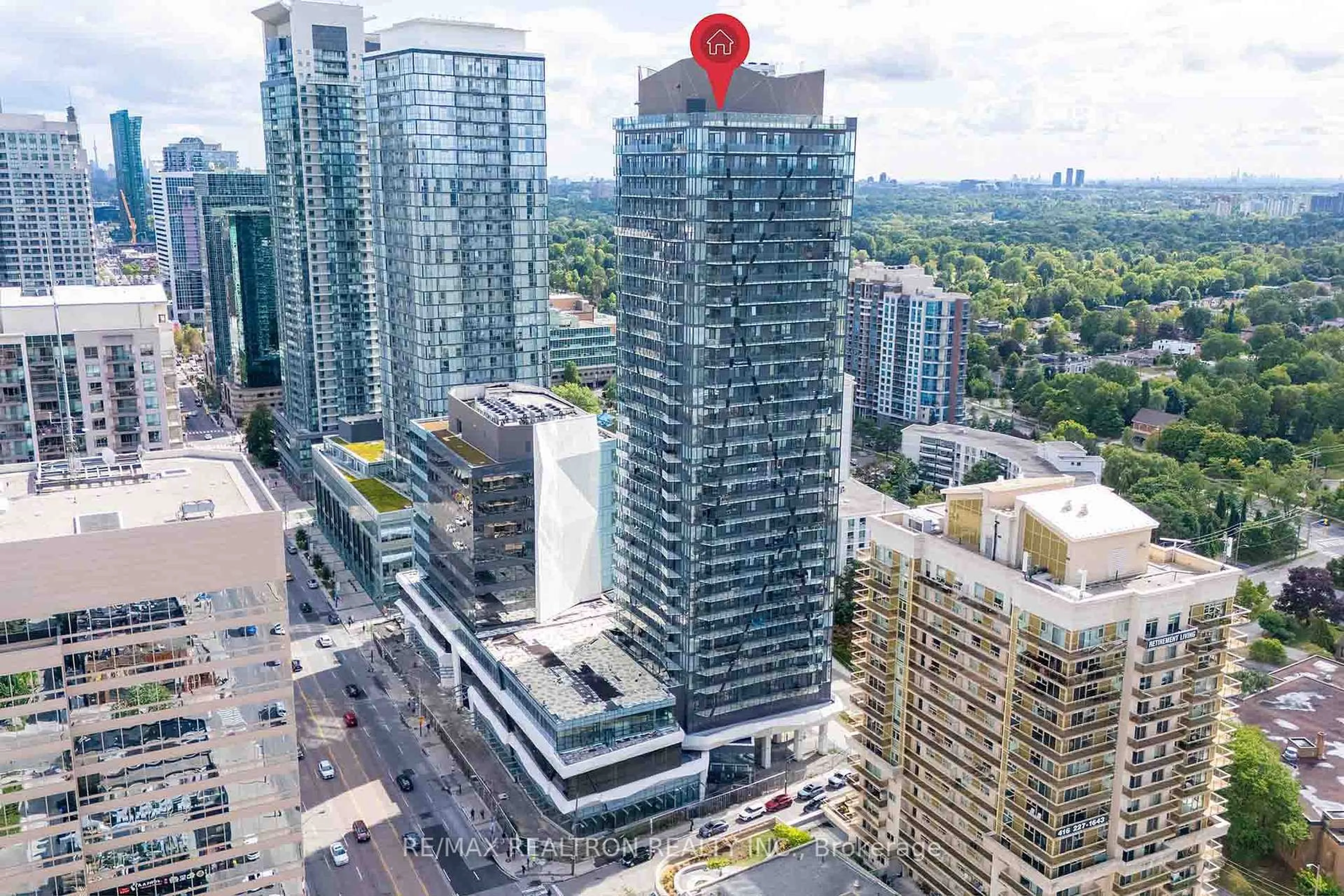 A pic from outside/outdoor area/front of a property/back of a property/a pic from drone, city buildings view from balcony for 15 Ellerslie Ave #507, Toronto Ontario M2N 0L7