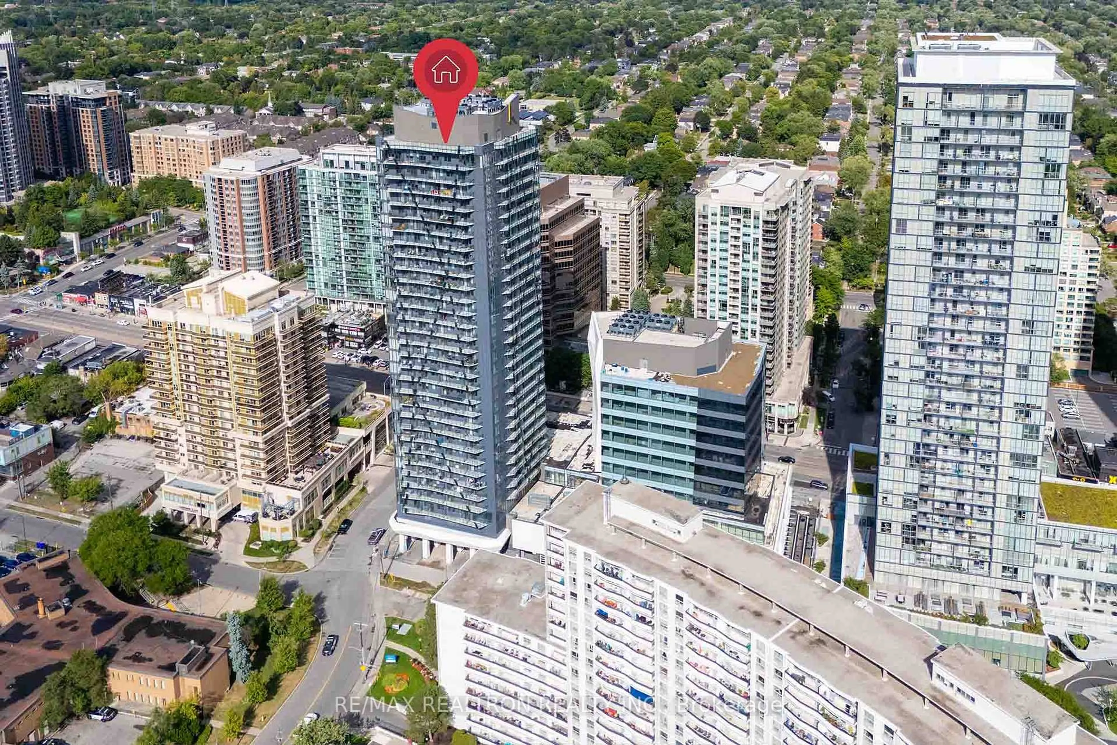 A pic from outside/outdoor area/front of a property/back of a property/a pic from drone, city buildings view from balcony for 15 Ellerslie Ave #507, Toronto Ontario M2N 0L7