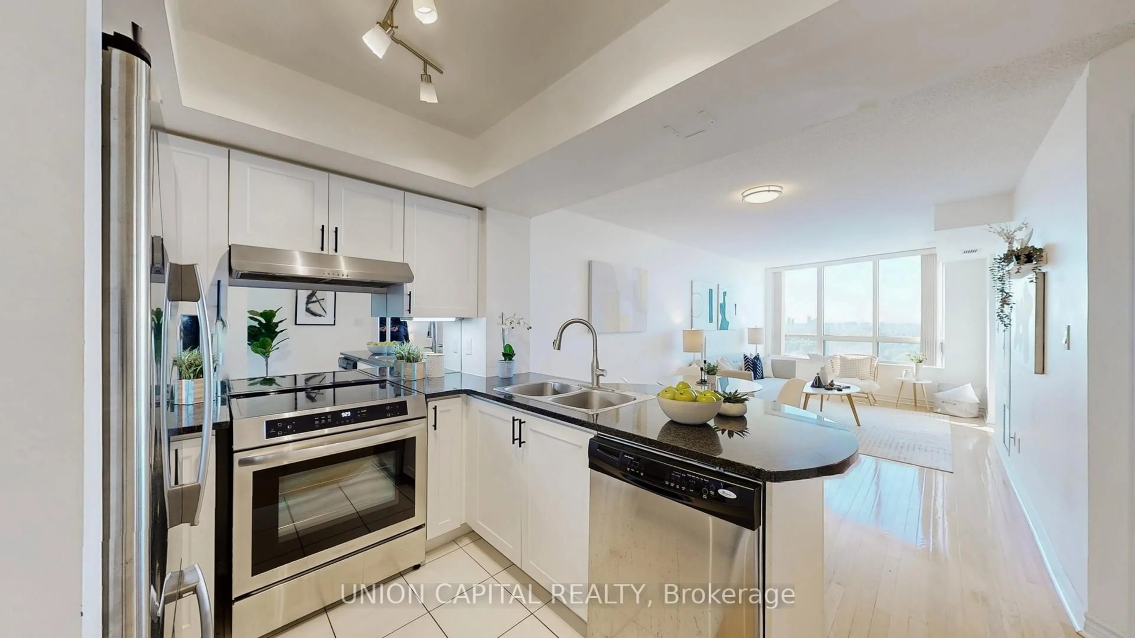 Open concept kitchen, ceramic/tile floor for 3 Rean Dr #1909, Toronto Ontario M2K 3C2
