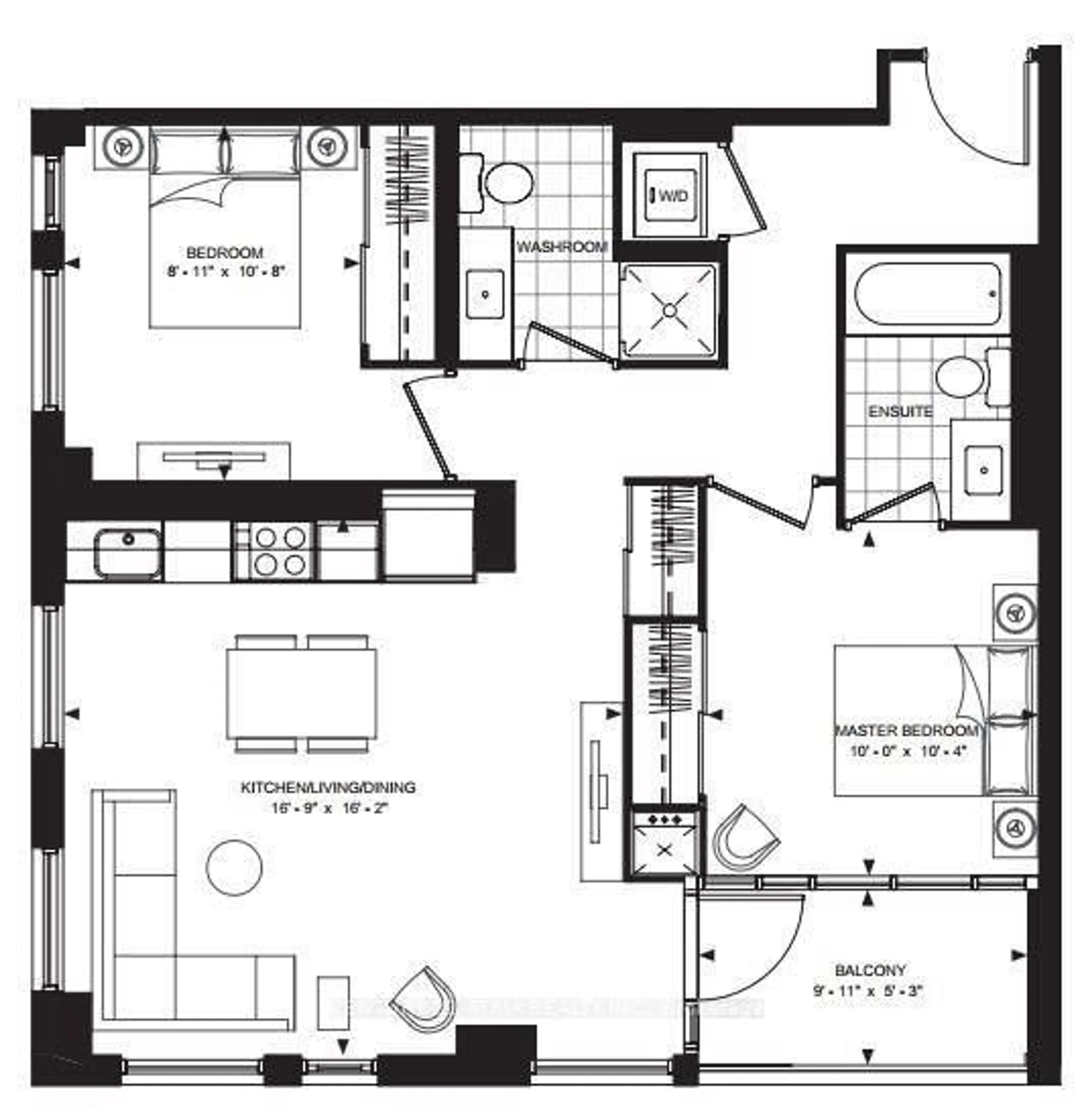 Floor plan for 525 Adelaide St #1503, Toronto Ontario M5V 0N7