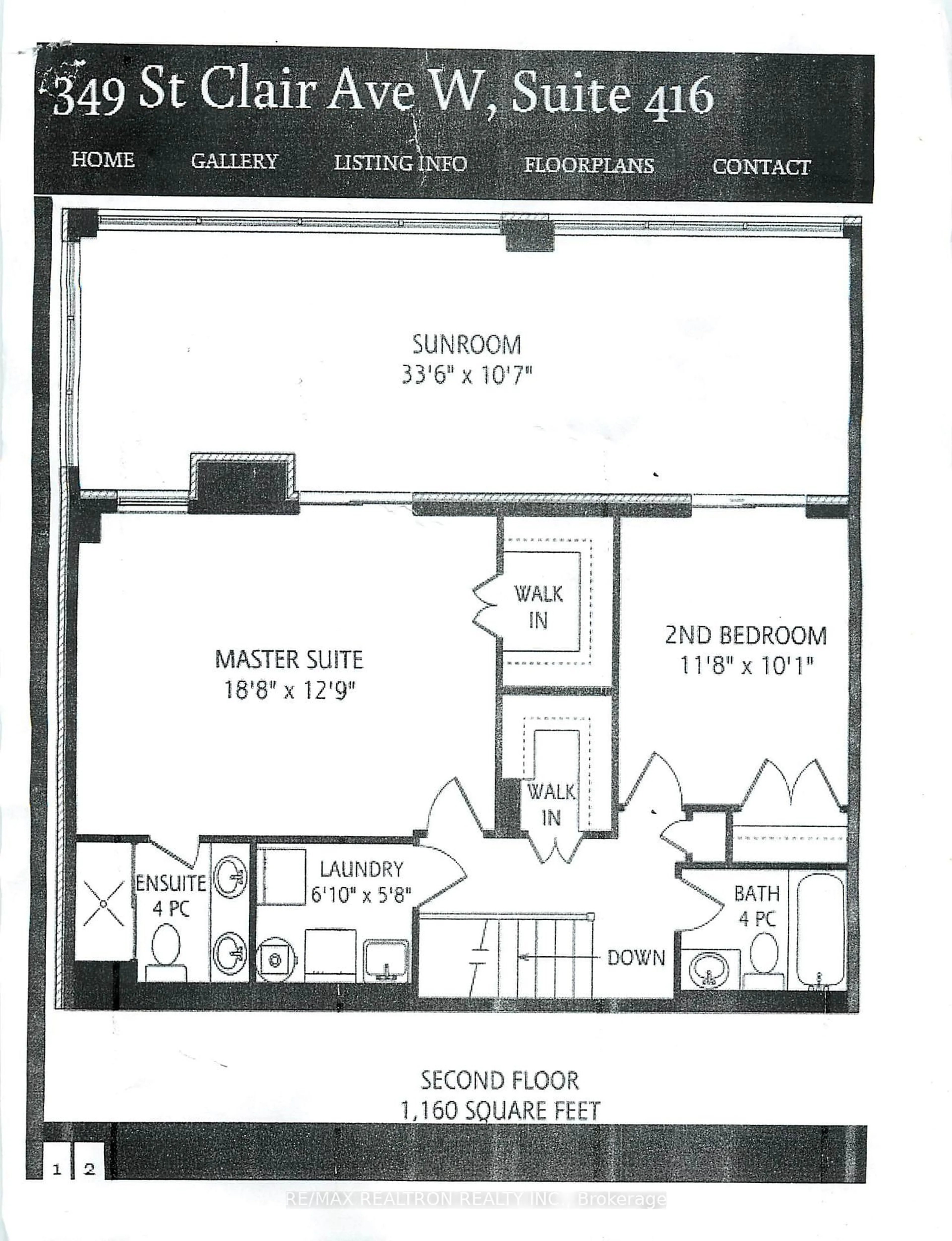 Floor plan for 349 St Clair Ave #416, Toronto Ontario M5P 1N3
