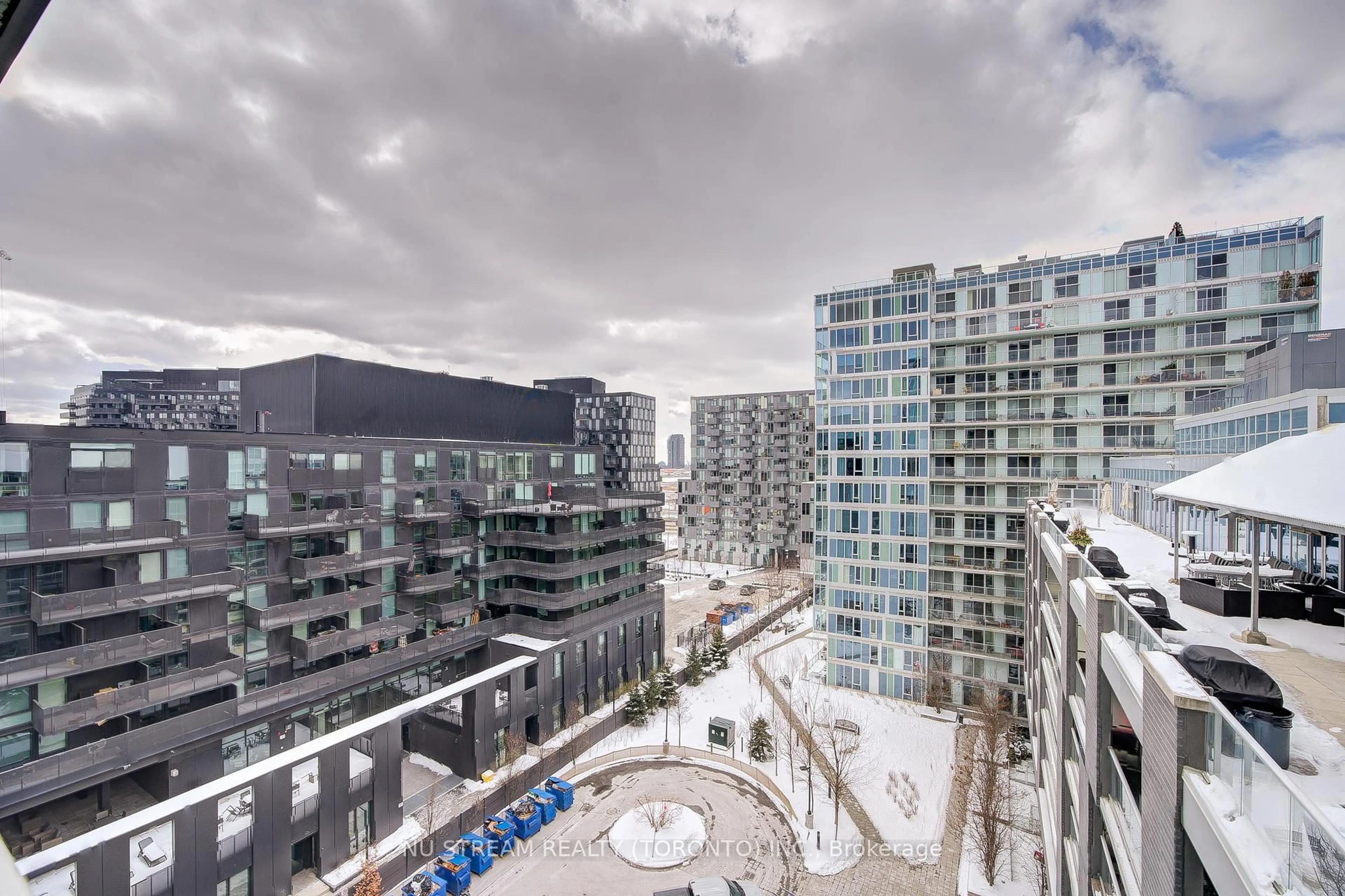 A pic from outside/outdoor area/front of a property/back of a property/a pic from drone, city buildings view from balcony for 555 Wilson Ave #E810, Toronto Ontario M3H 0C5