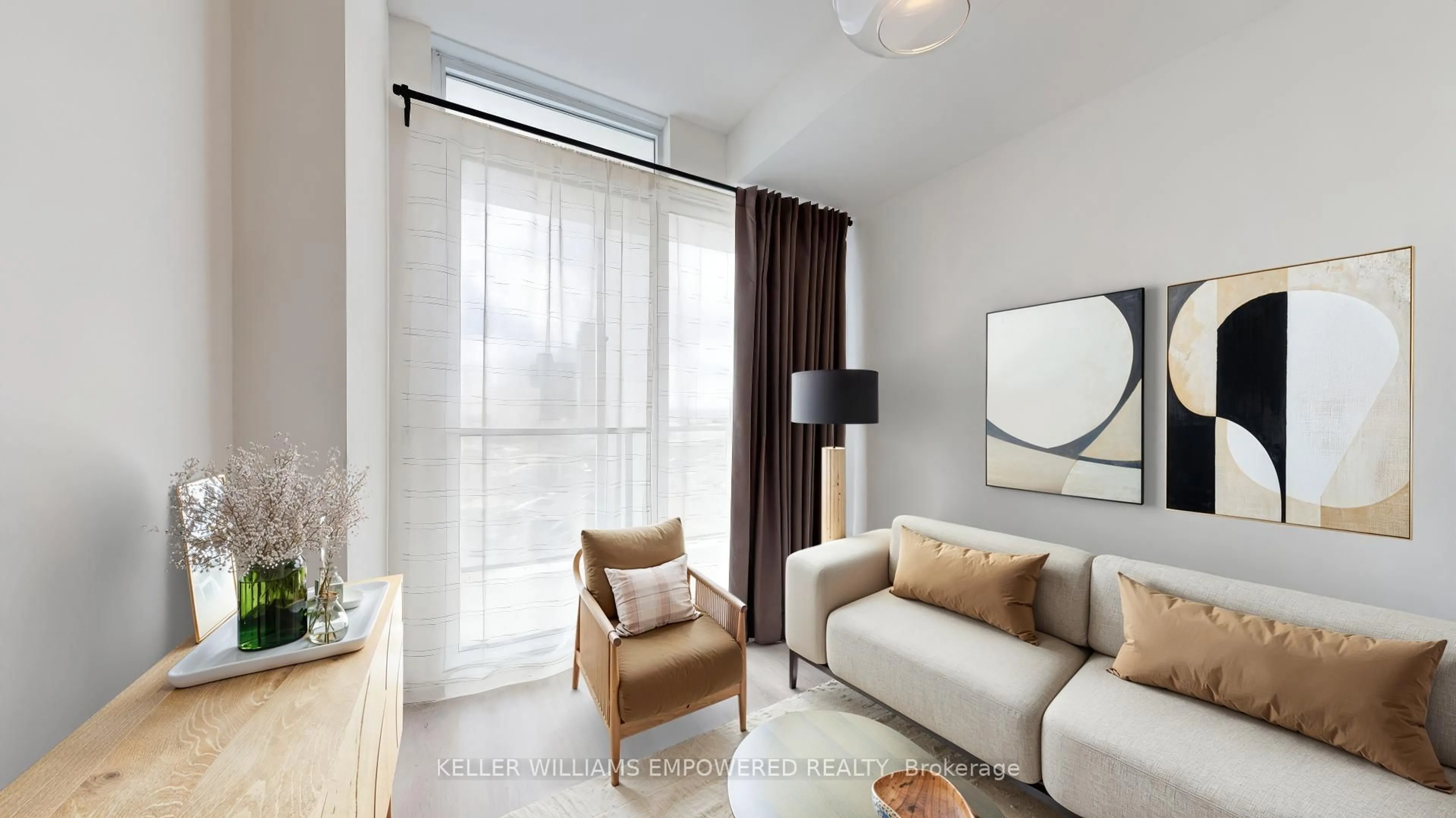 Living room with furniture, wood/laminate floor for 128 Fairview Mall Dr #801, Toronto Ontario M2J 0E8