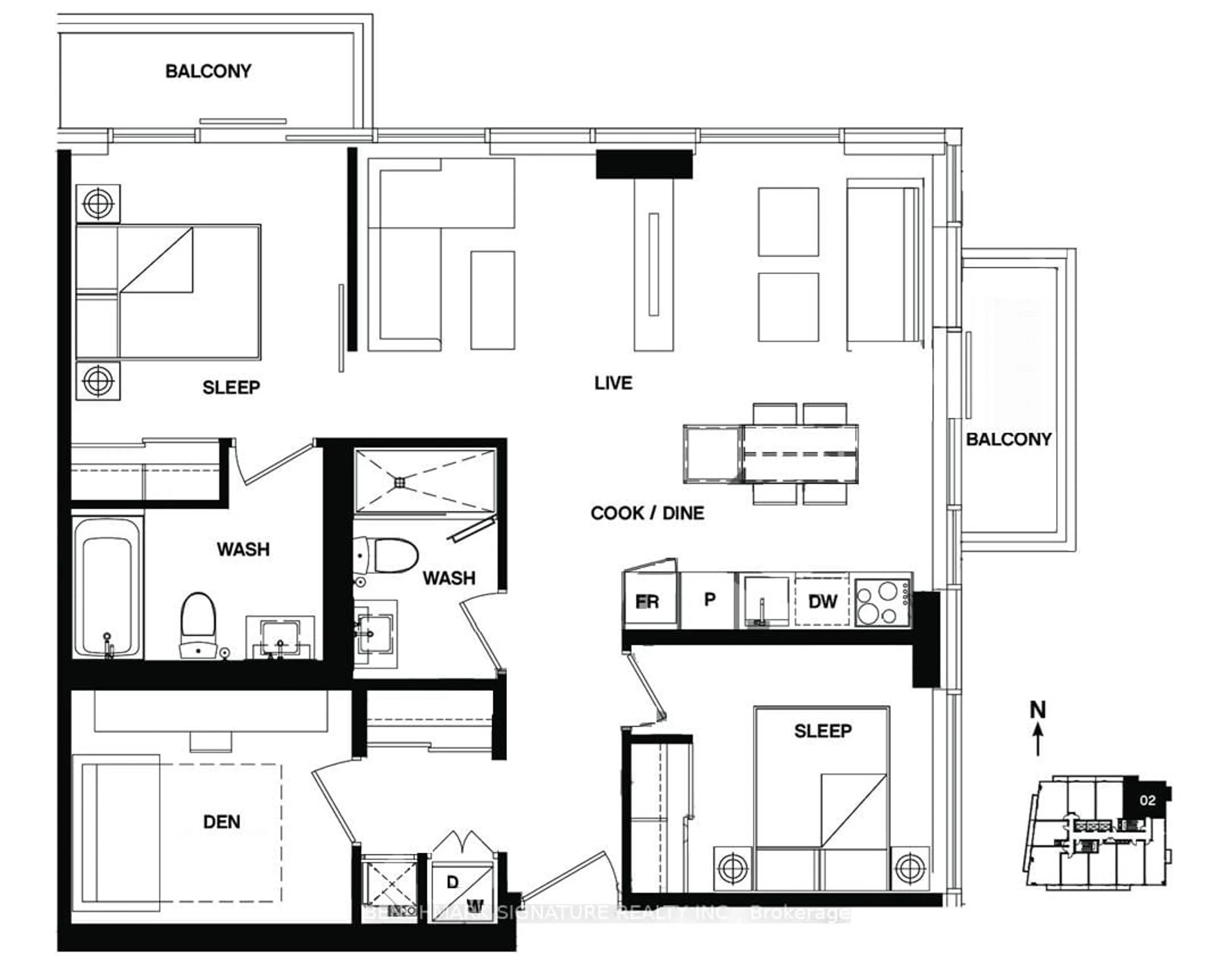 Floor plan for 33 Helendale Ave #2902, Toronto Ontario M4R 0A4