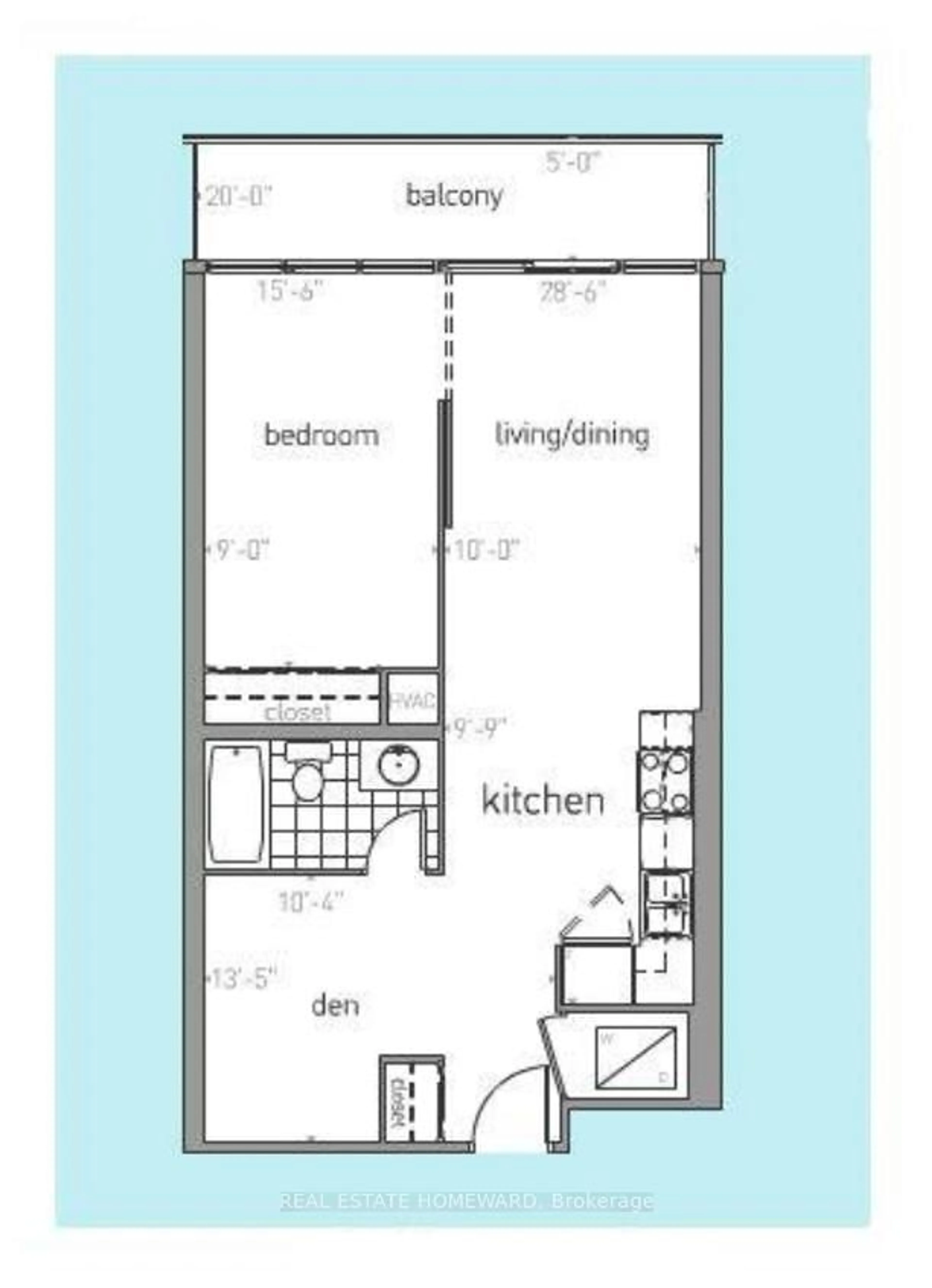 Floor plan for 38 Niagara St #807, Toronto Ontario M5V 3X1