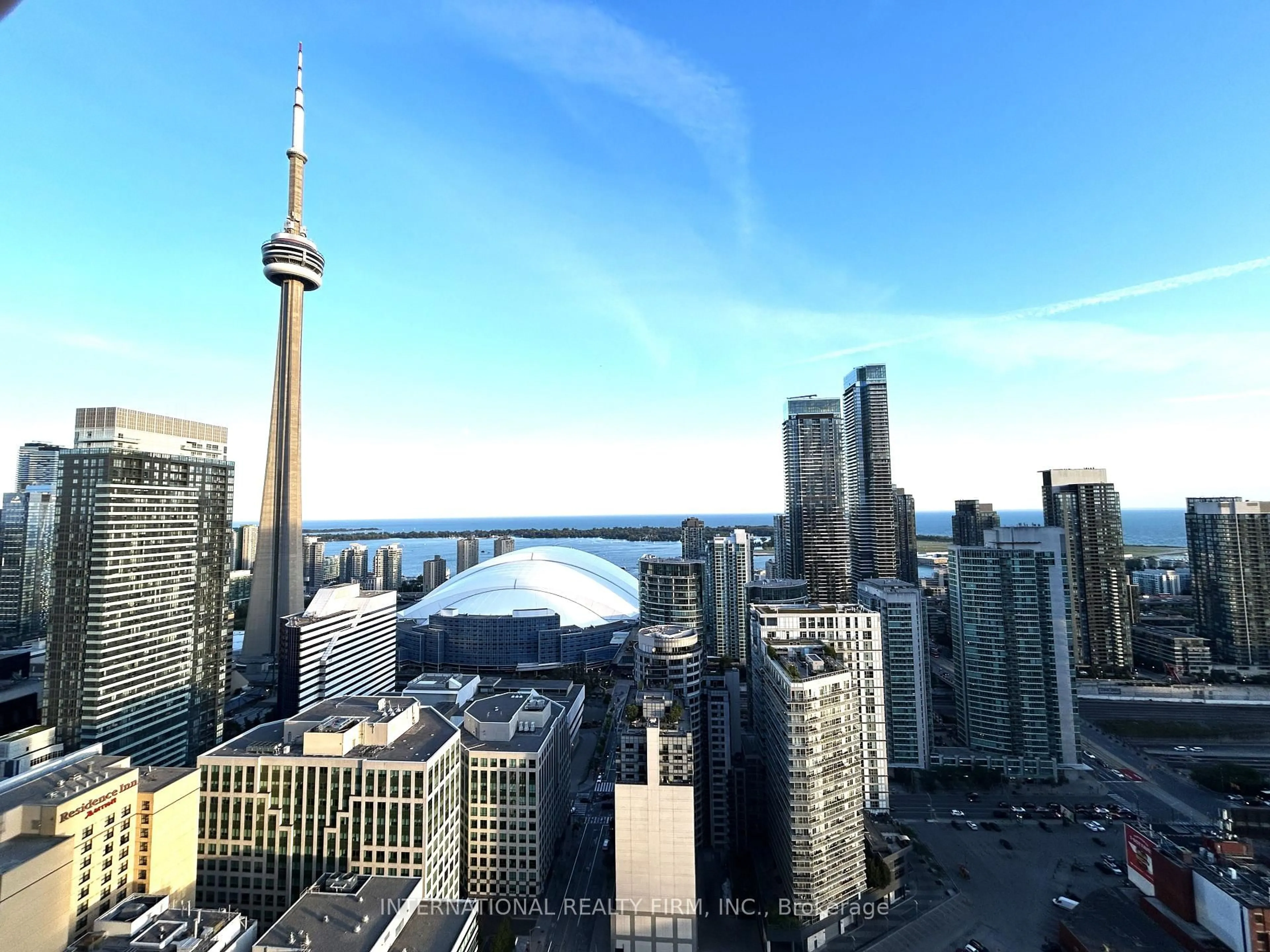 A pic from outside/outdoor area/front of a property/back of a property/a pic from drone, city buildings view from balcony for 88 Blue Jays Way #3804, Toronto Ontario M5V 0L7