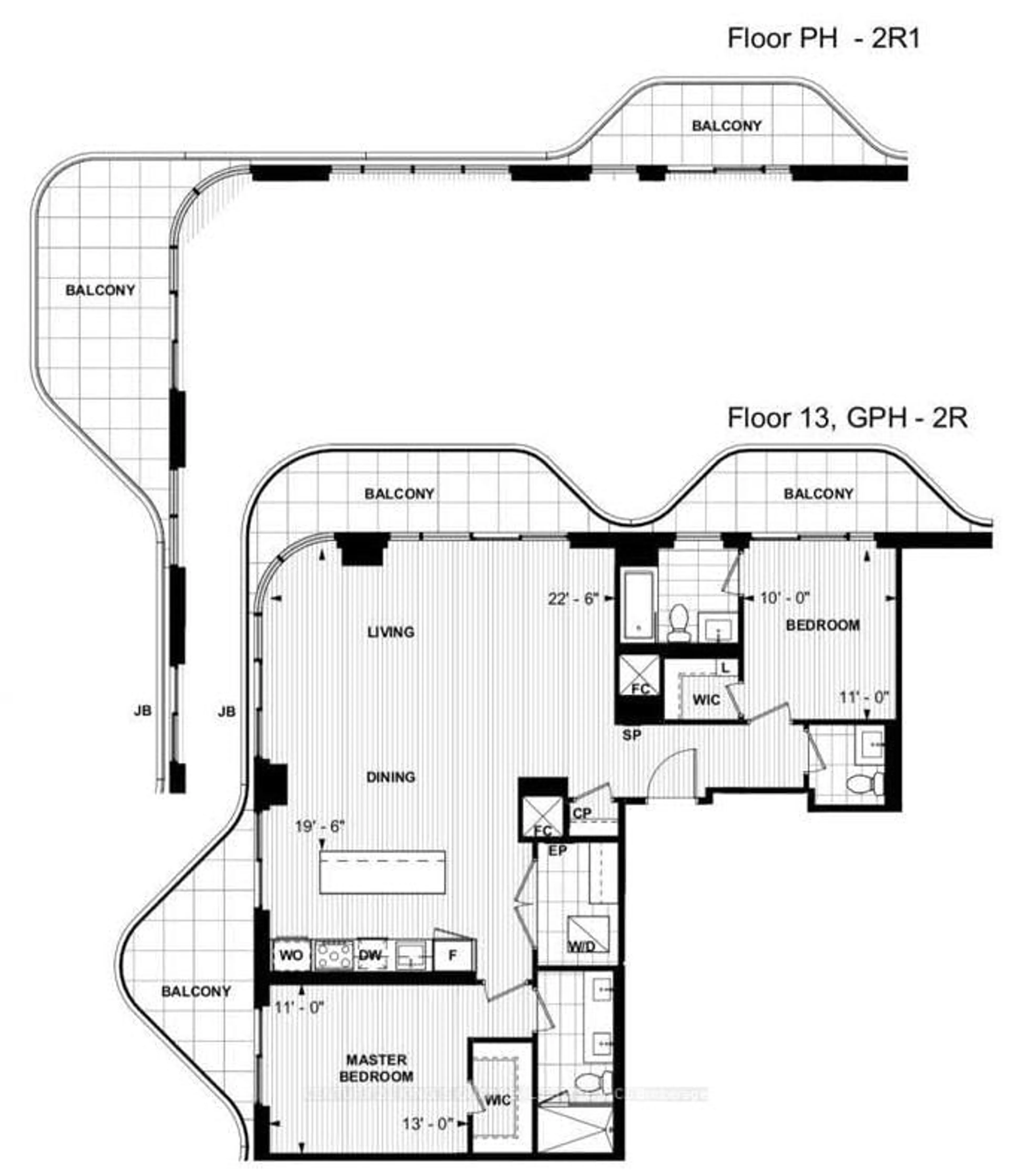 Floor plan for 155 Merchants' Wharf #PH28, Toronto Ontario M5A 0Y4