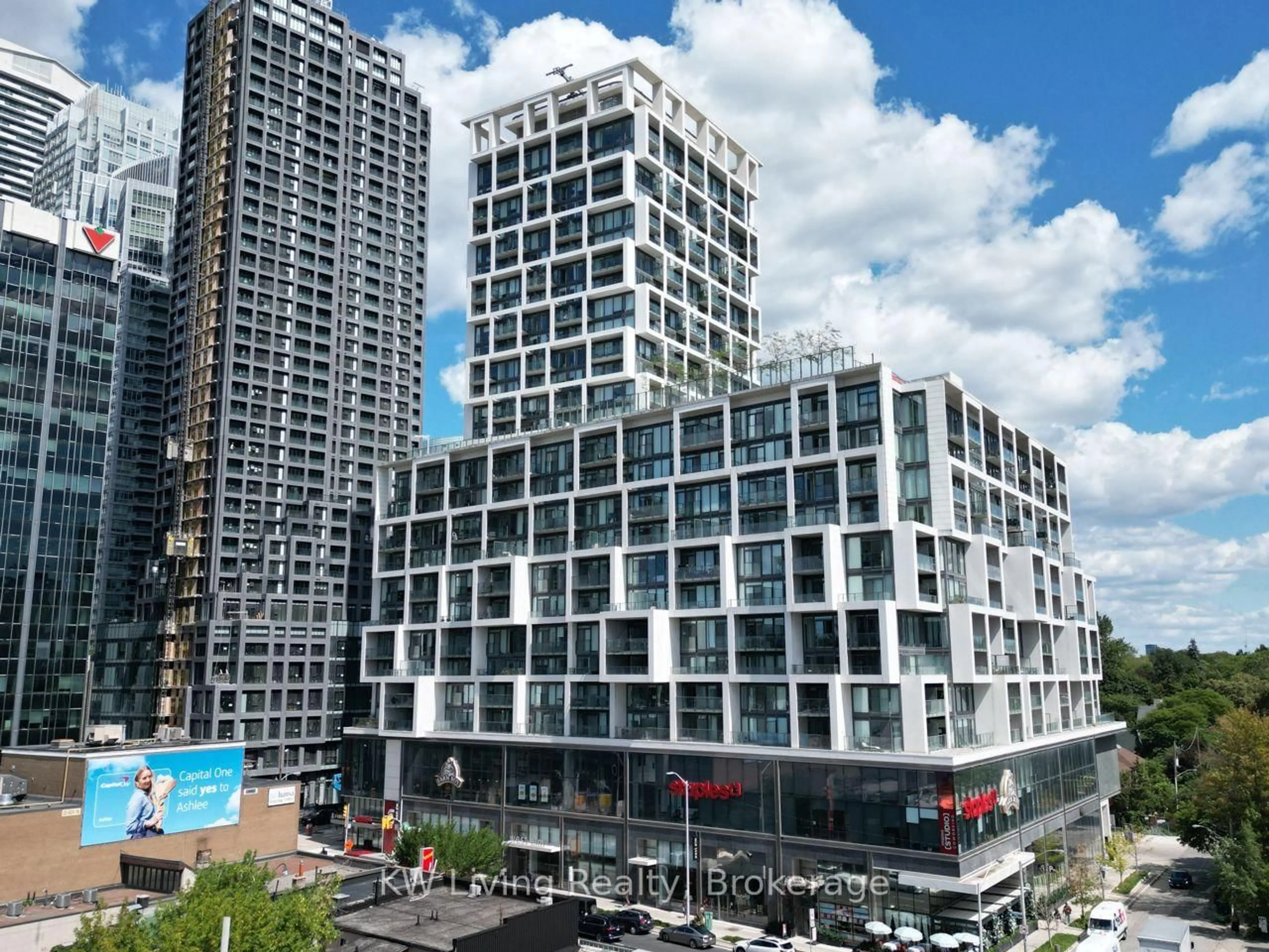 A pic from outside/outdoor area/front of a property/back of a property/a pic from drone, city buildings view from balcony for 8 Hillsdale Ave #725, Toronto Ontario M4S 0B2