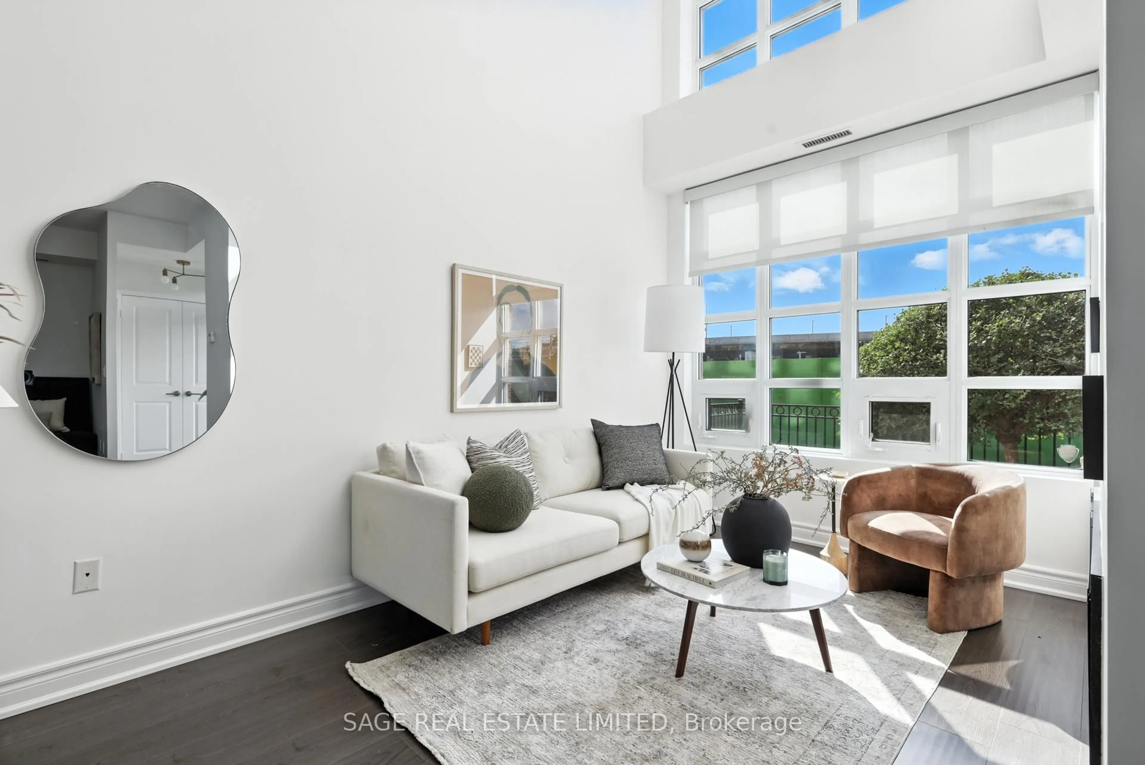 Living room with furniture, unknown for 6 Pirandello St #TH5, Toronto Ontario M6K 0B1