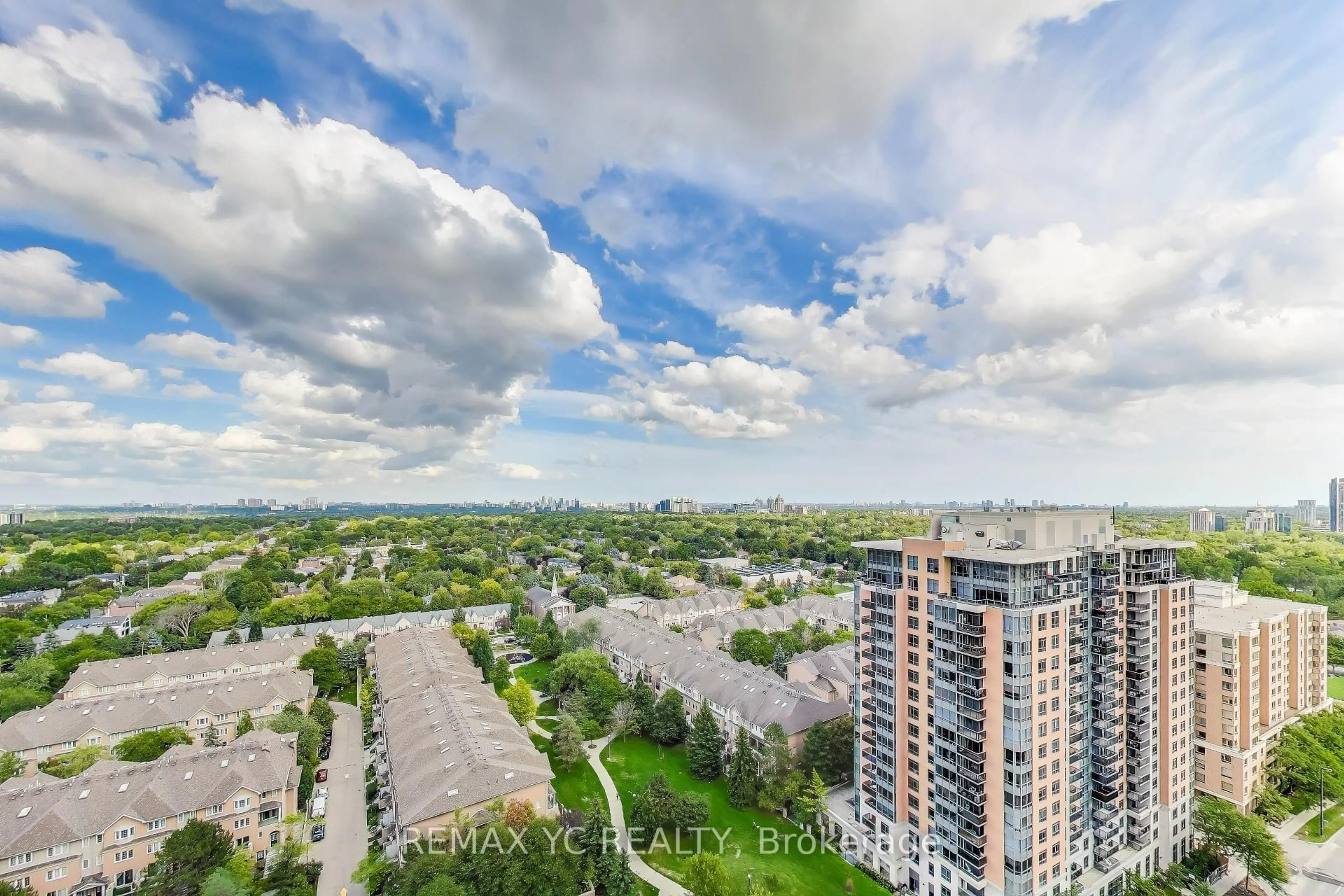 A pic from outside/outdoor area/front of a property/back of a property/a pic from drone, city buildings view from balcony for 10 Northtown Way #2001, Toronto Ontario M2N 7L4