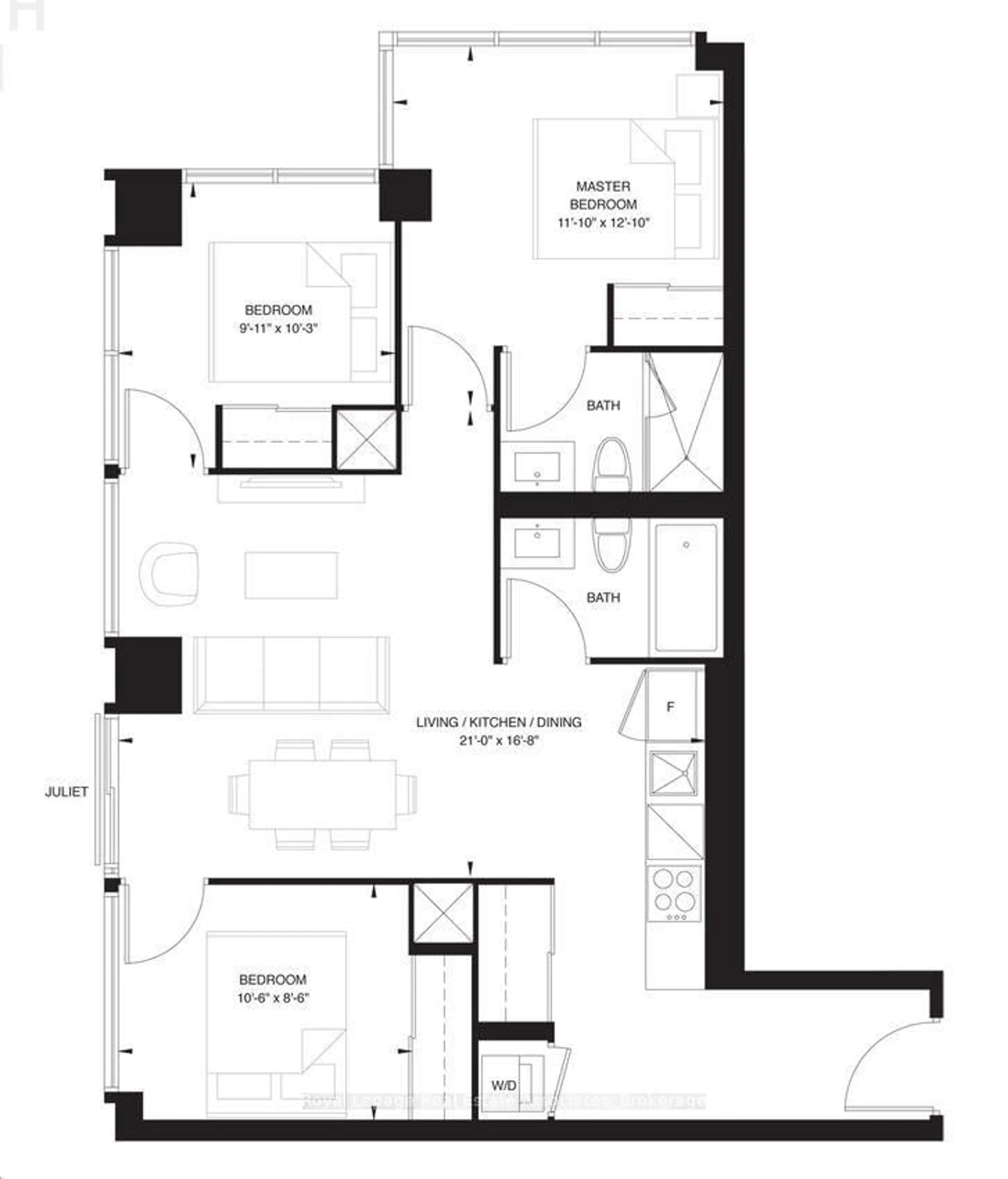 Floor plan for 2020 Bathurst St #211, Toronto Ontario M5P 0A6