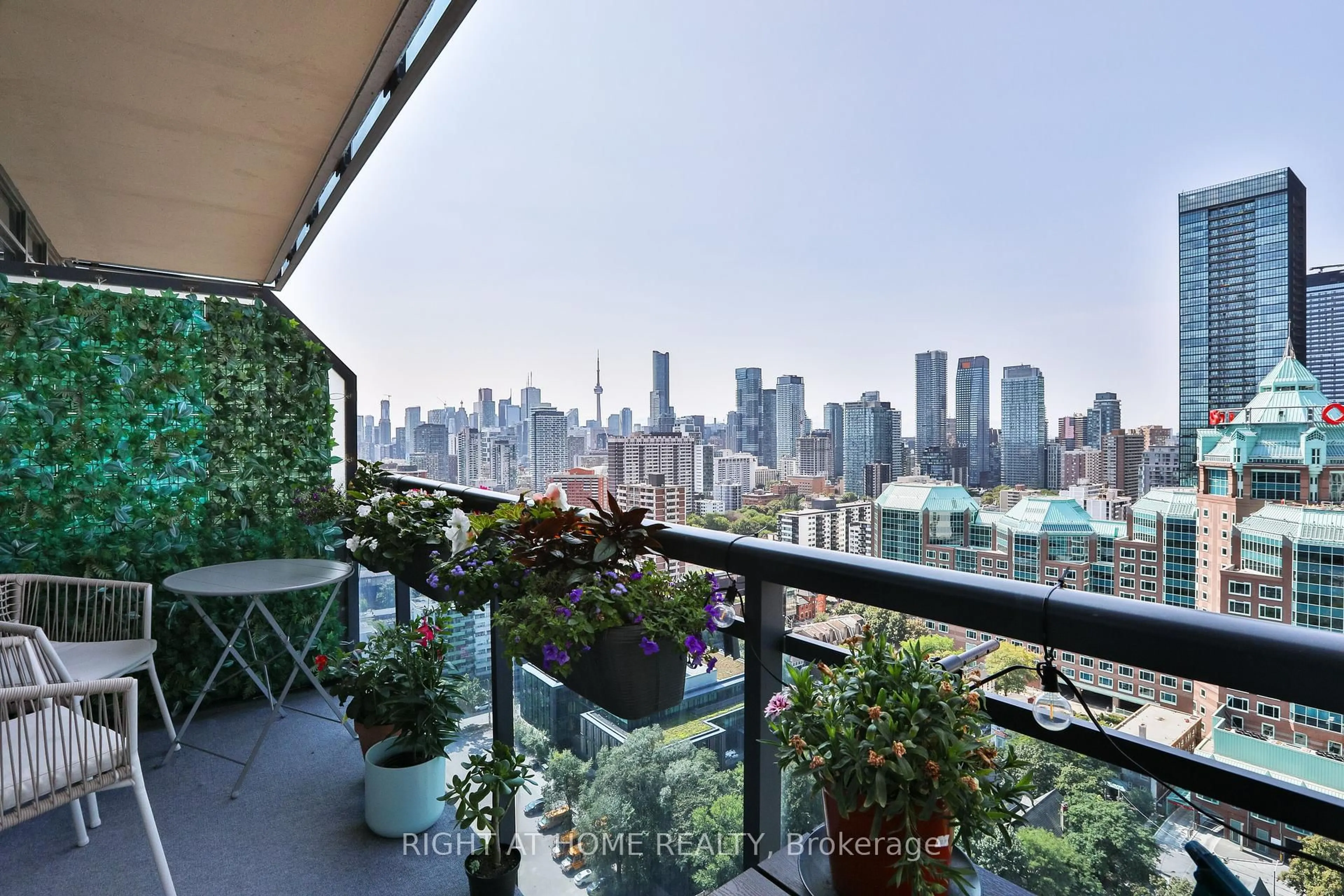 Balcony in the apartment, city buildings view from balcony for 28 Linden St #2308, Toronto Ontario M4Y 0A4