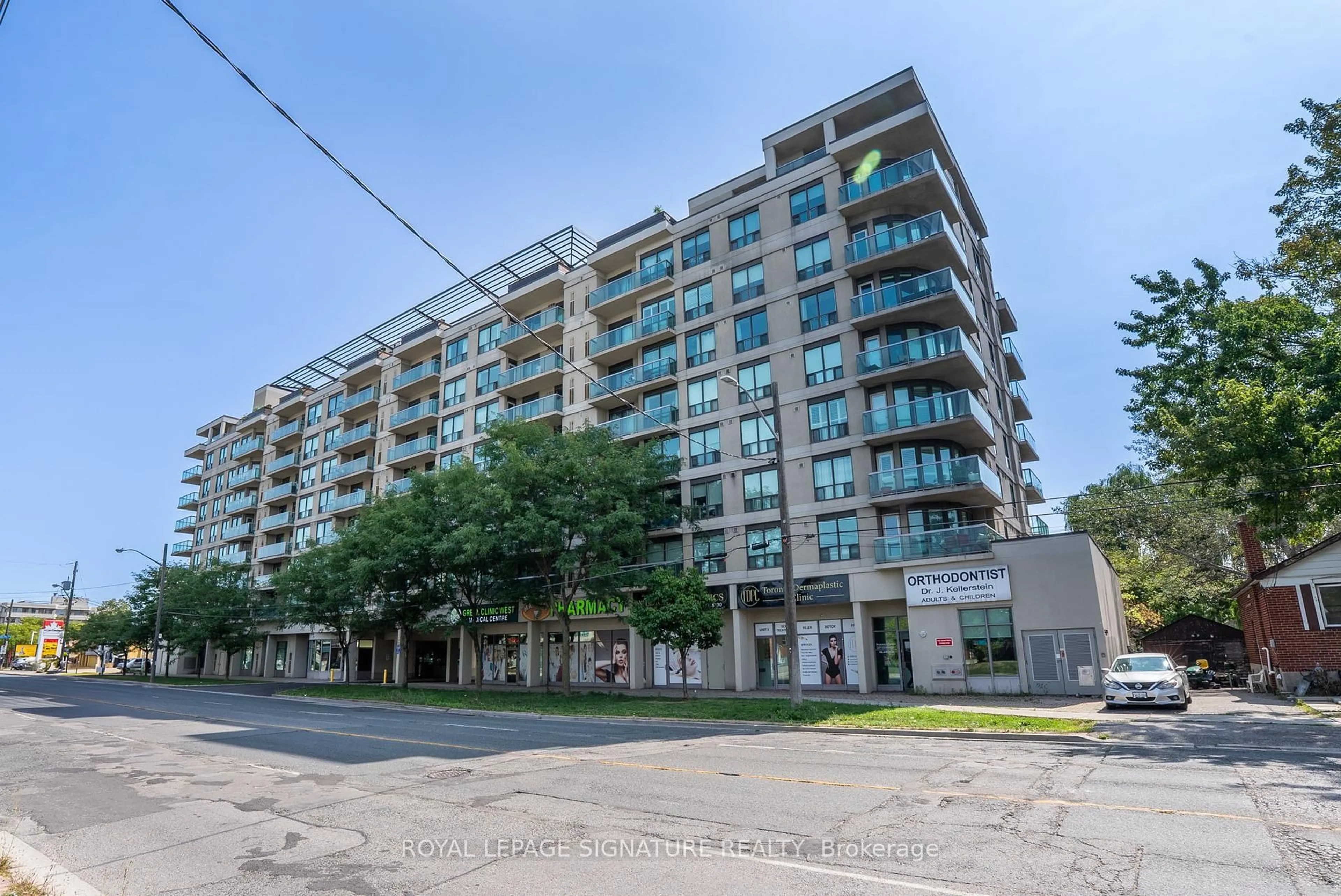 A pic from outside/outdoor area/front of a property/back of a property/a pic from drone, unknown for 935 Sheppard Ave #402, Toronto Ontario M3H 2T7