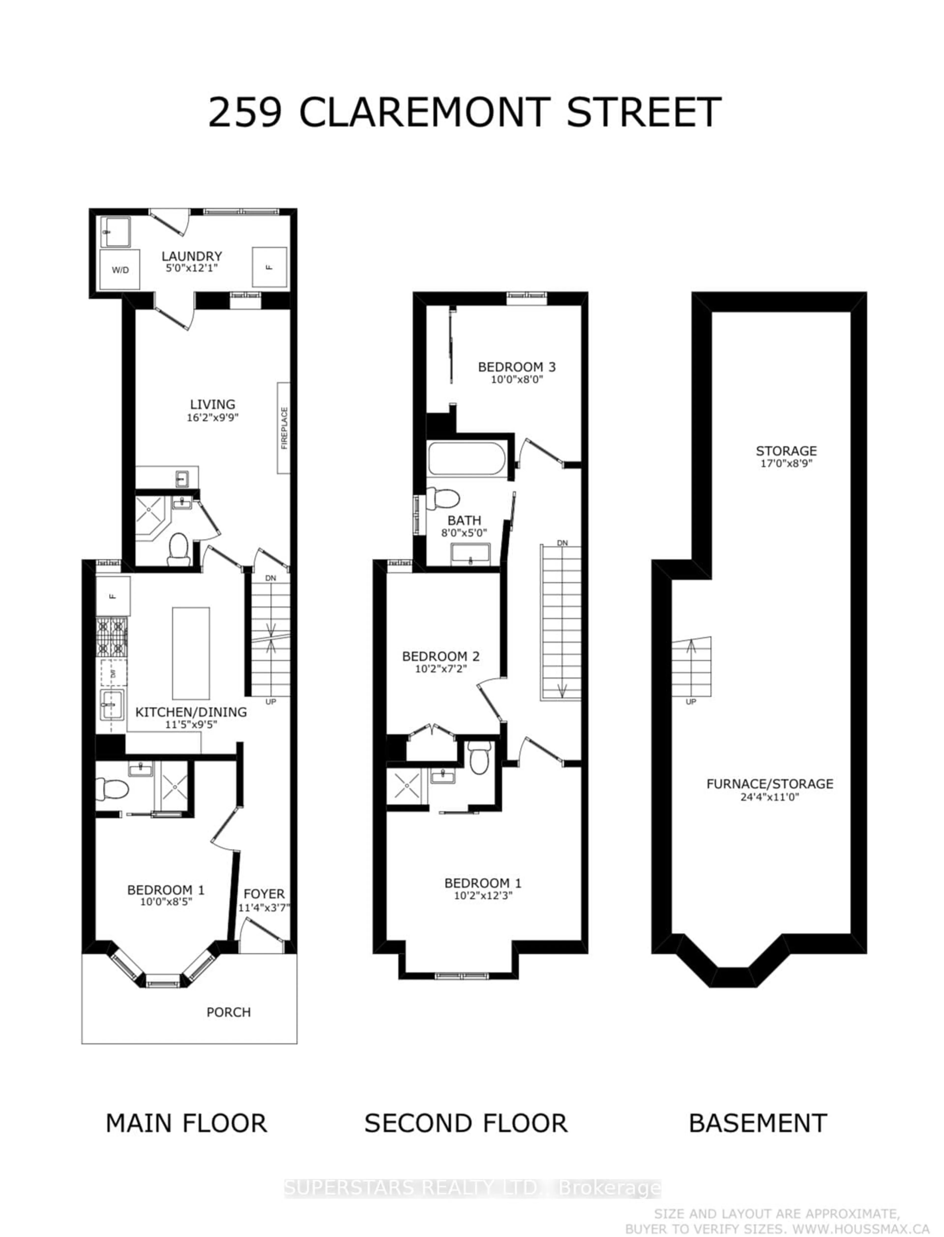 Floor plan for 259 Claremont St, Toronto Ontario M6J 2N1