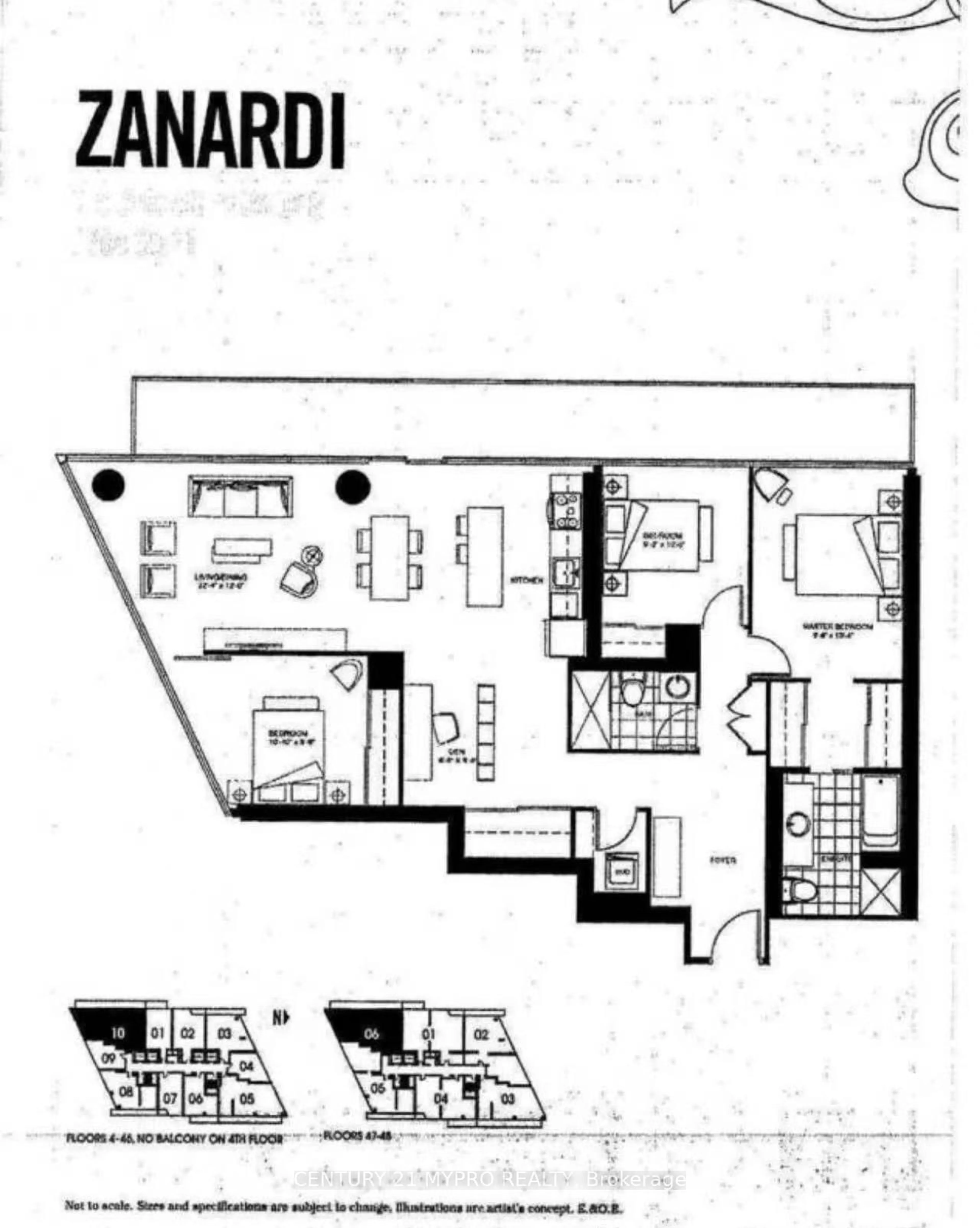 Floor plan for 832 Bay St #2810, Toronto Ontario M5S 1Z6