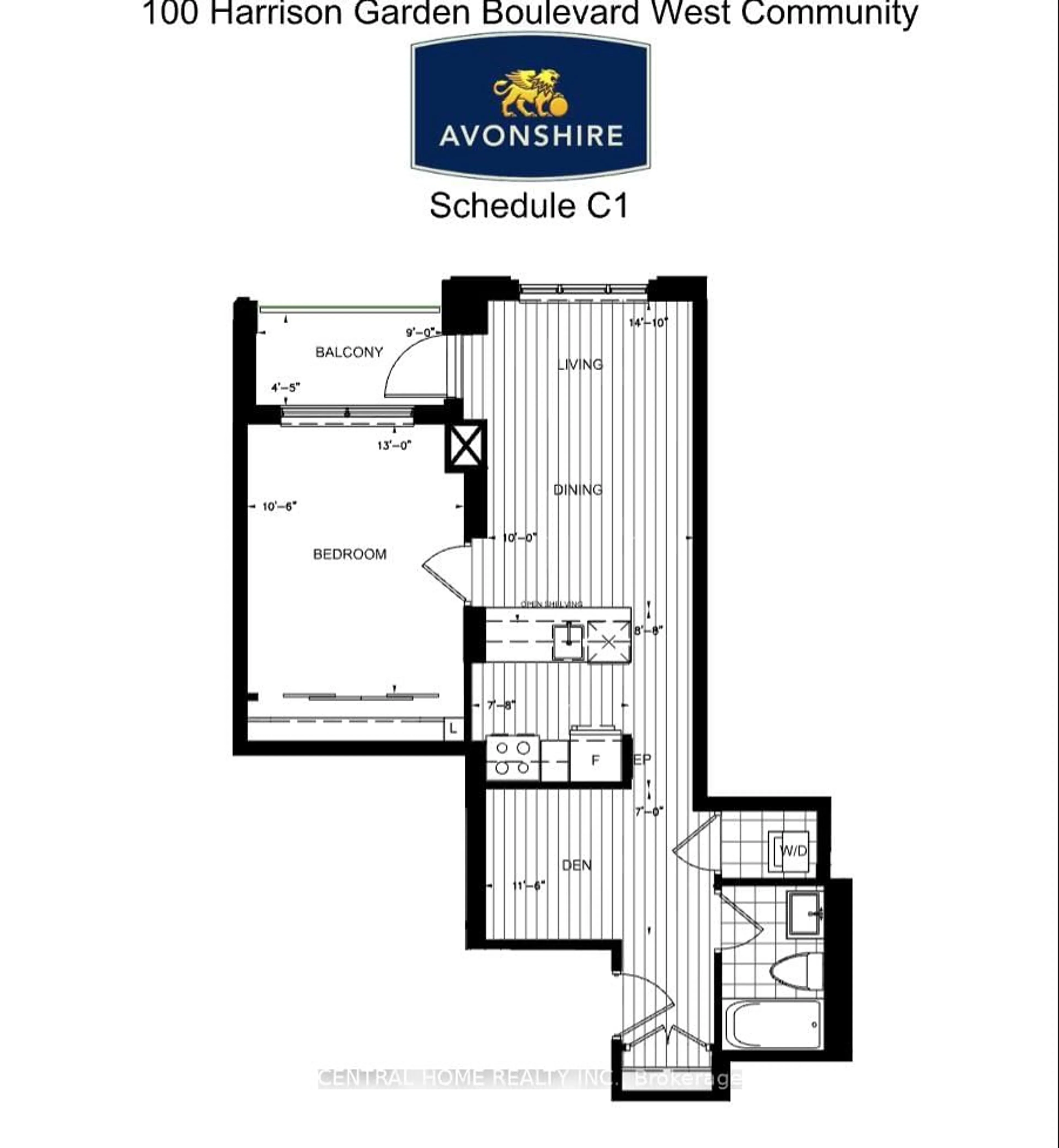 Floor plan for 100 Harrison Garden Blvd #501, Toronto Ontario M2N 0C2