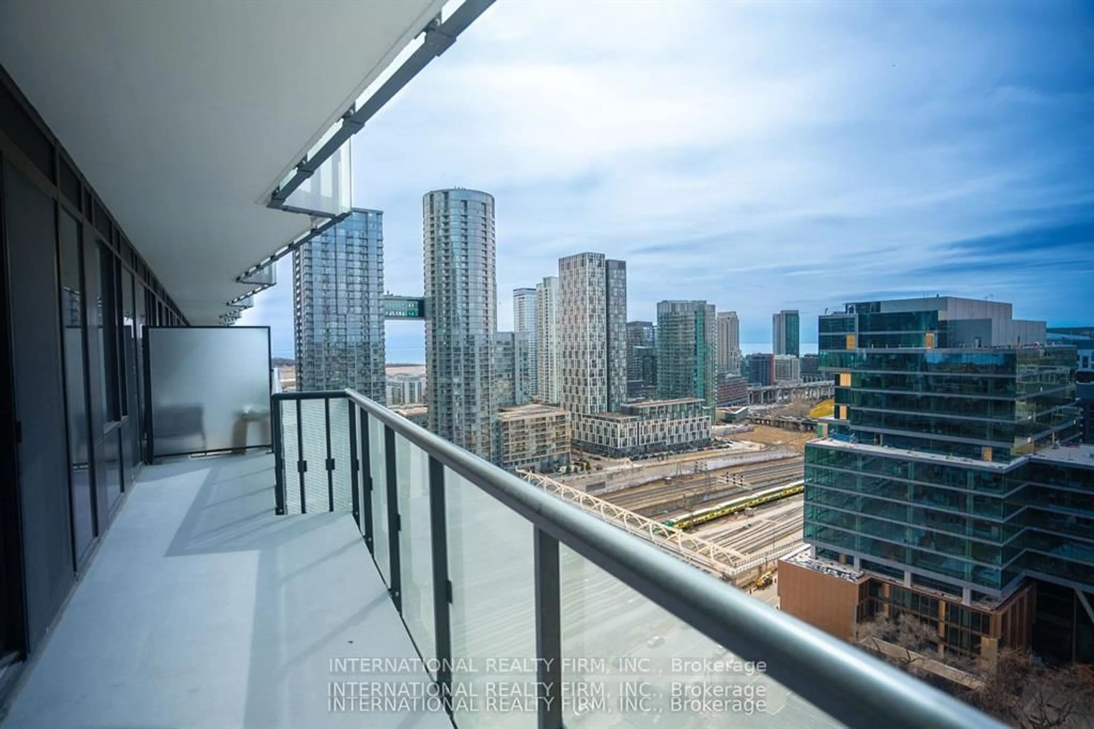 Balcony in the apartment, city buildings view from balcony for 480 FRONT St #1703, Toronto Ontario M5V 0V5