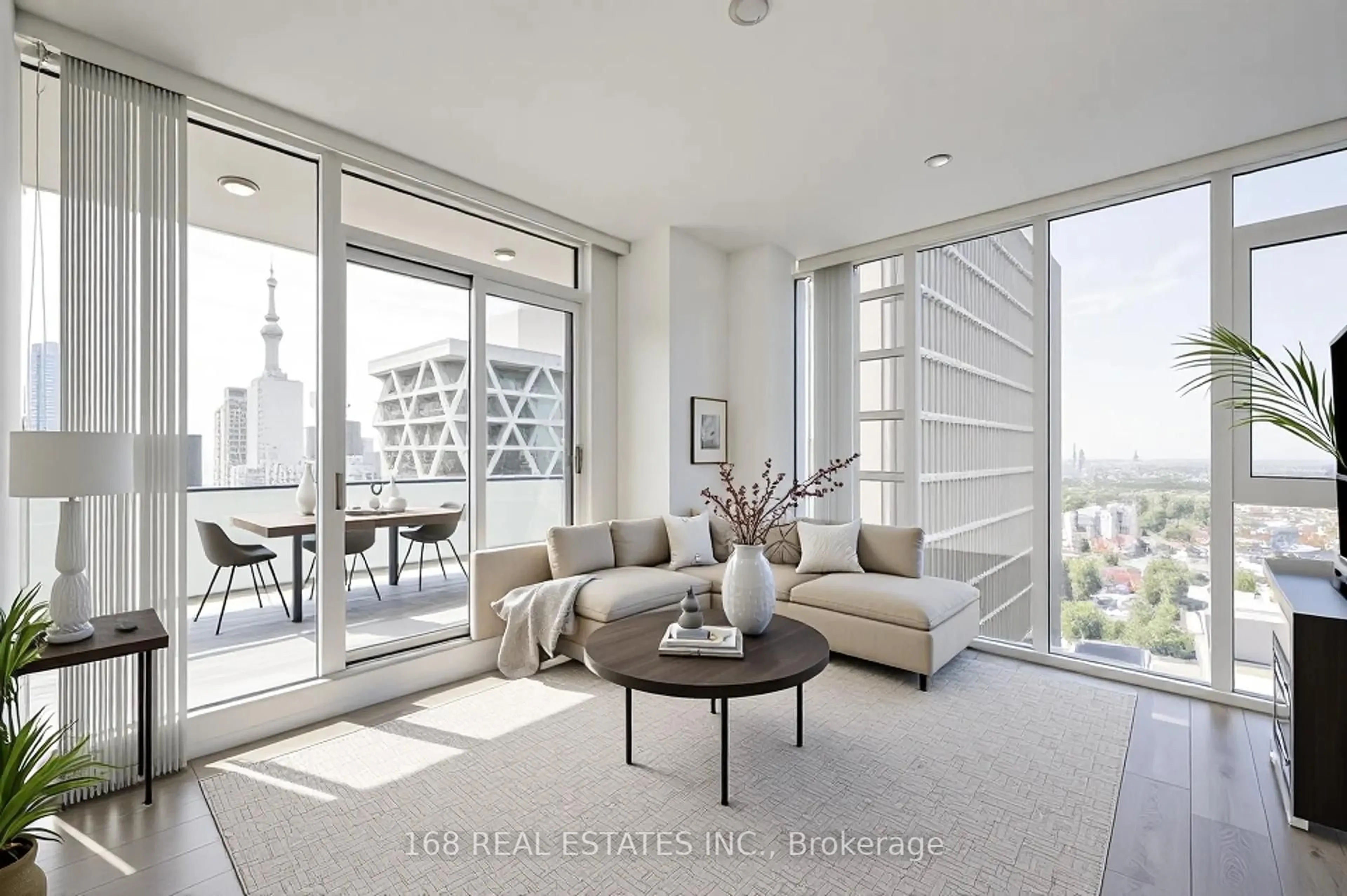 Living room with furniture, cement floor for 426 University Ave #3503, Toronto Ontario M5G 1S9