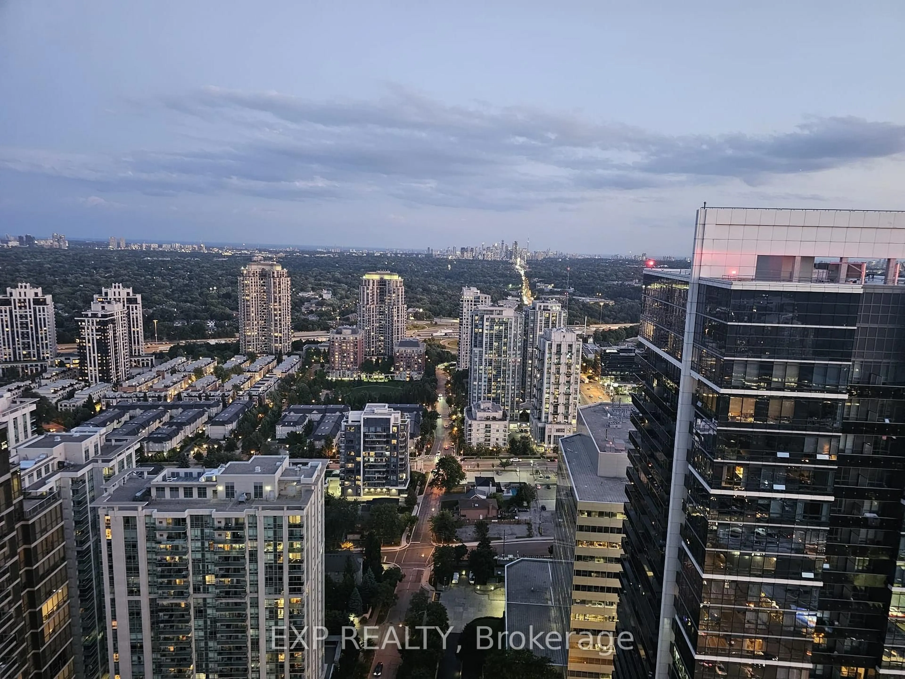 A pic from outside/outdoor area/front of a property/back of a property/a pic from drone, city buildings view from balcony for 5 Sheppard Ave #3817, Toronto Ontario M2N 0G4