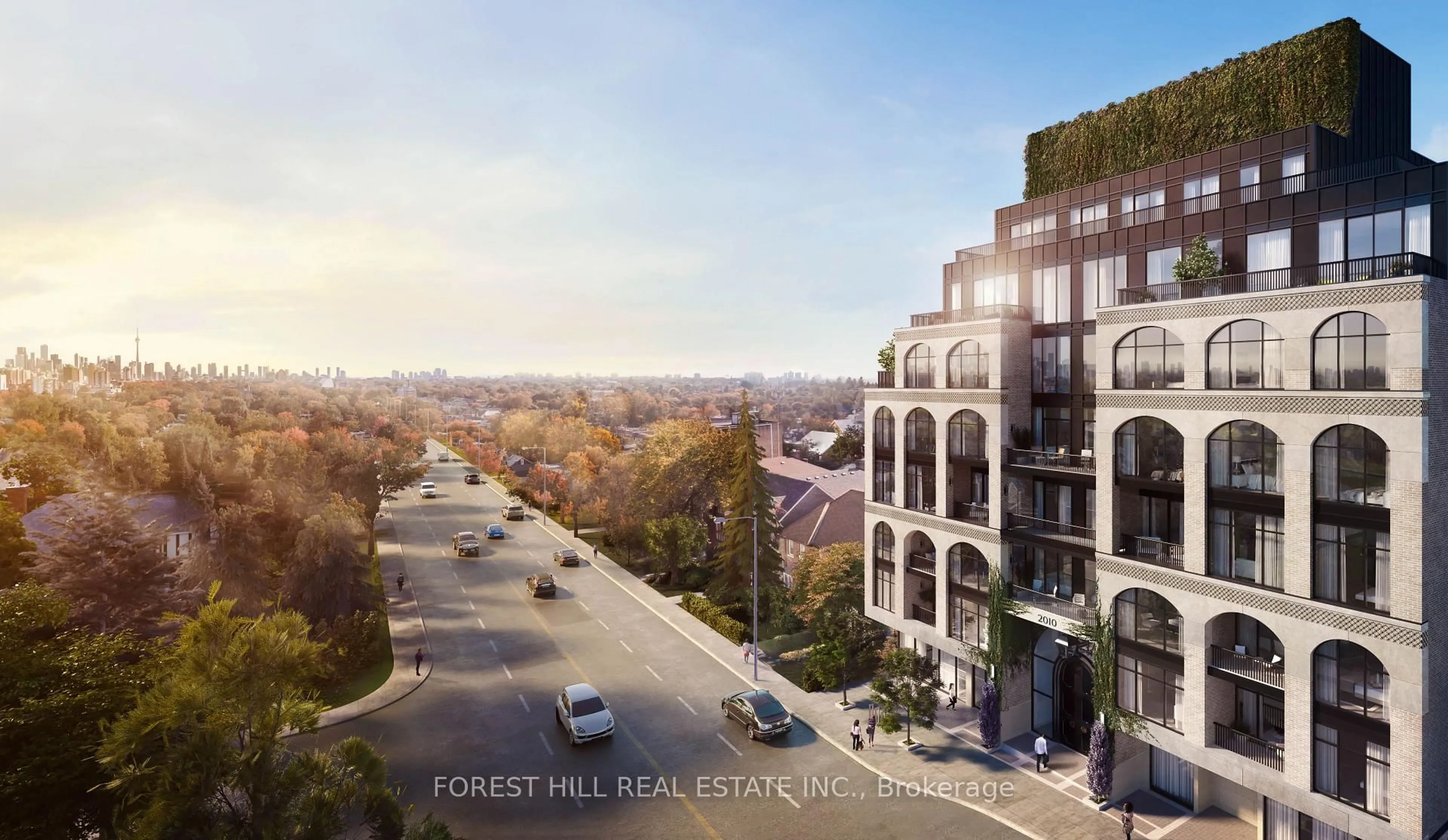 A pic from outside/outdoor area/front of a property/back of a property/a pic from drone, forest/trees view for 2010 Bathurst St #4D, Toronto Ontario M5P 0A8