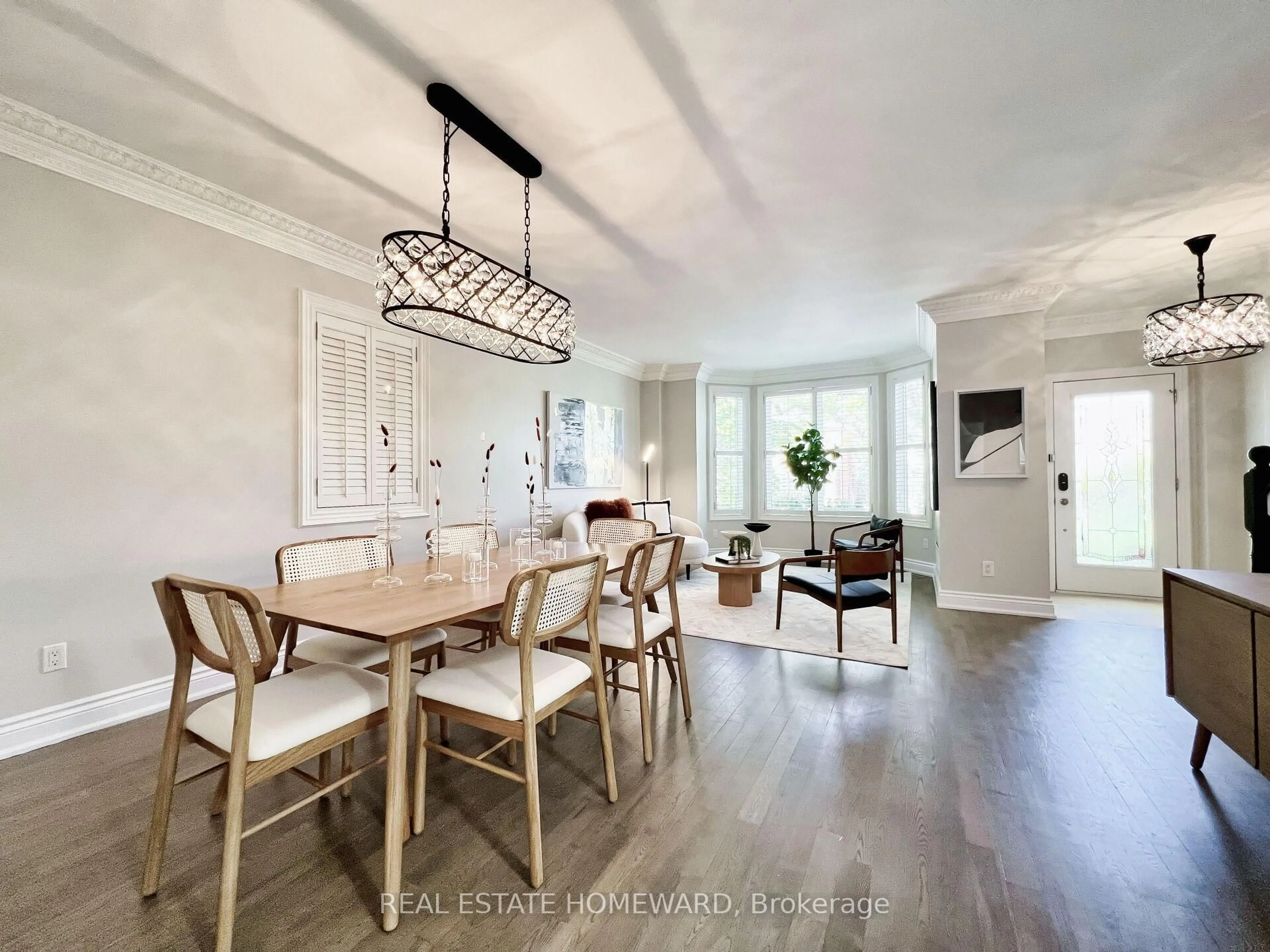 Dining room, wood/laminate floor for 307 Deloraine Ave, Toronto Ontario M5M 2B4