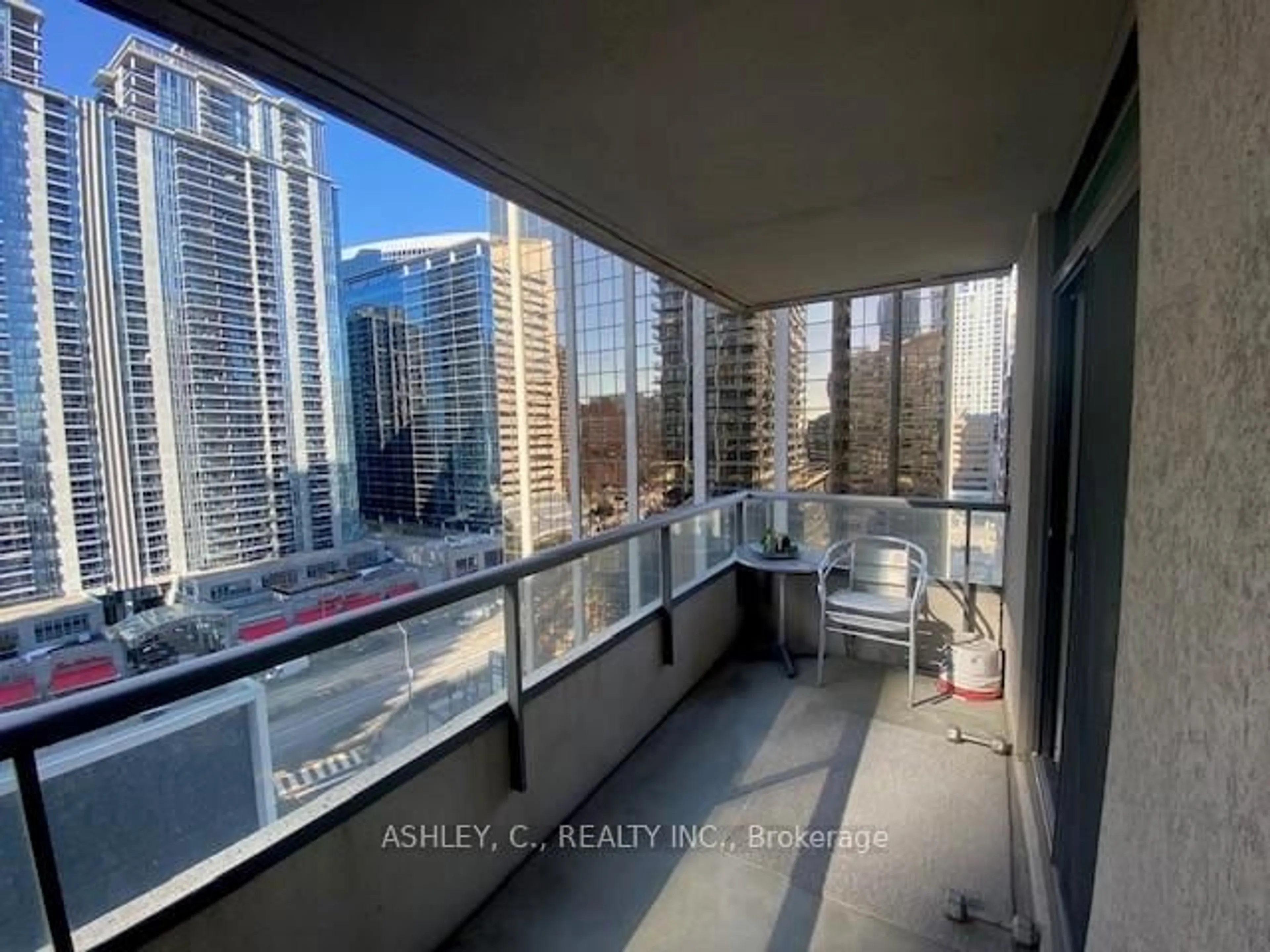 Balcony in the apartment, city buildings view from balcony for 23 Hollywood Ave #1602, Toronto Ontario M2N 7L8