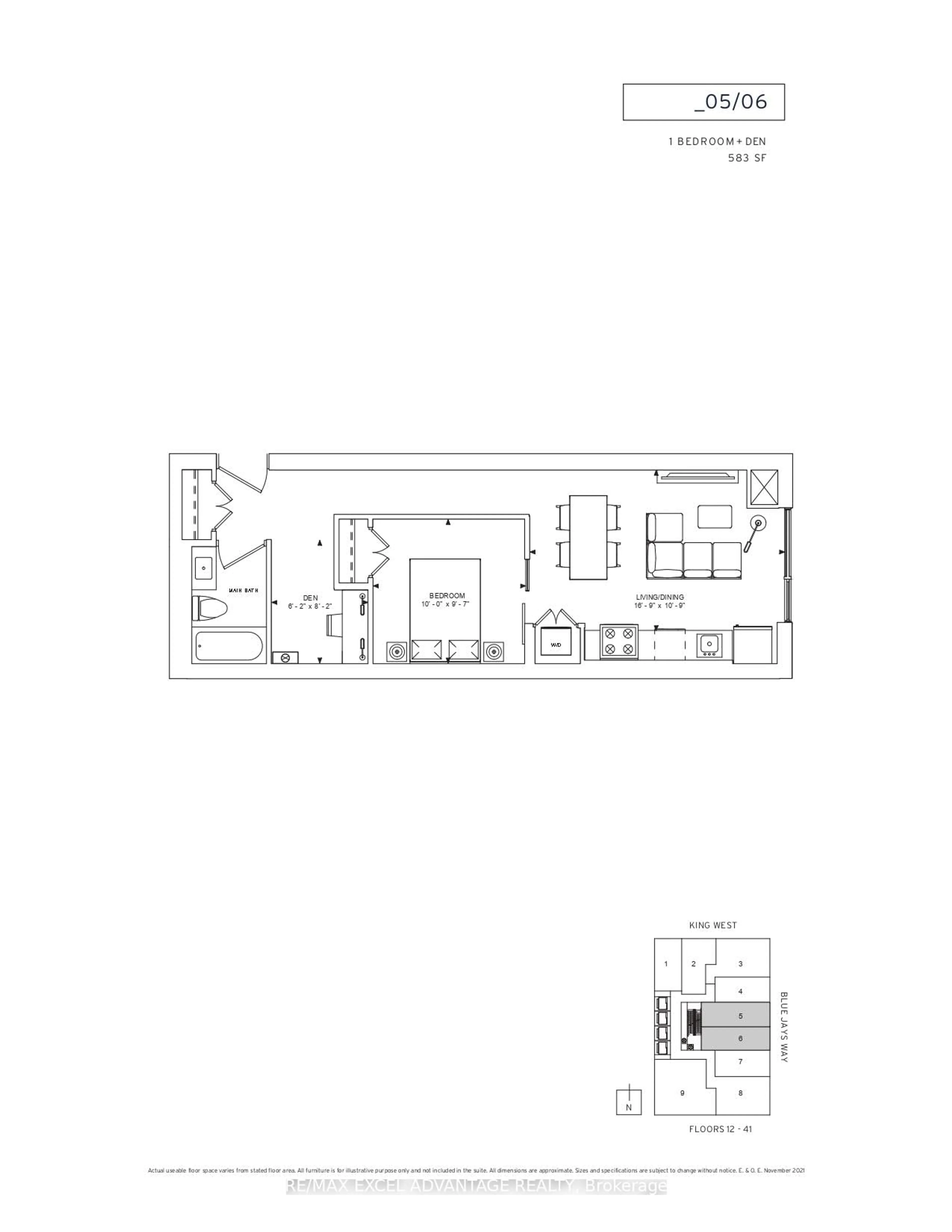 Floor plan for 357 King St #1206, Toronto Ontario M5V 0S7