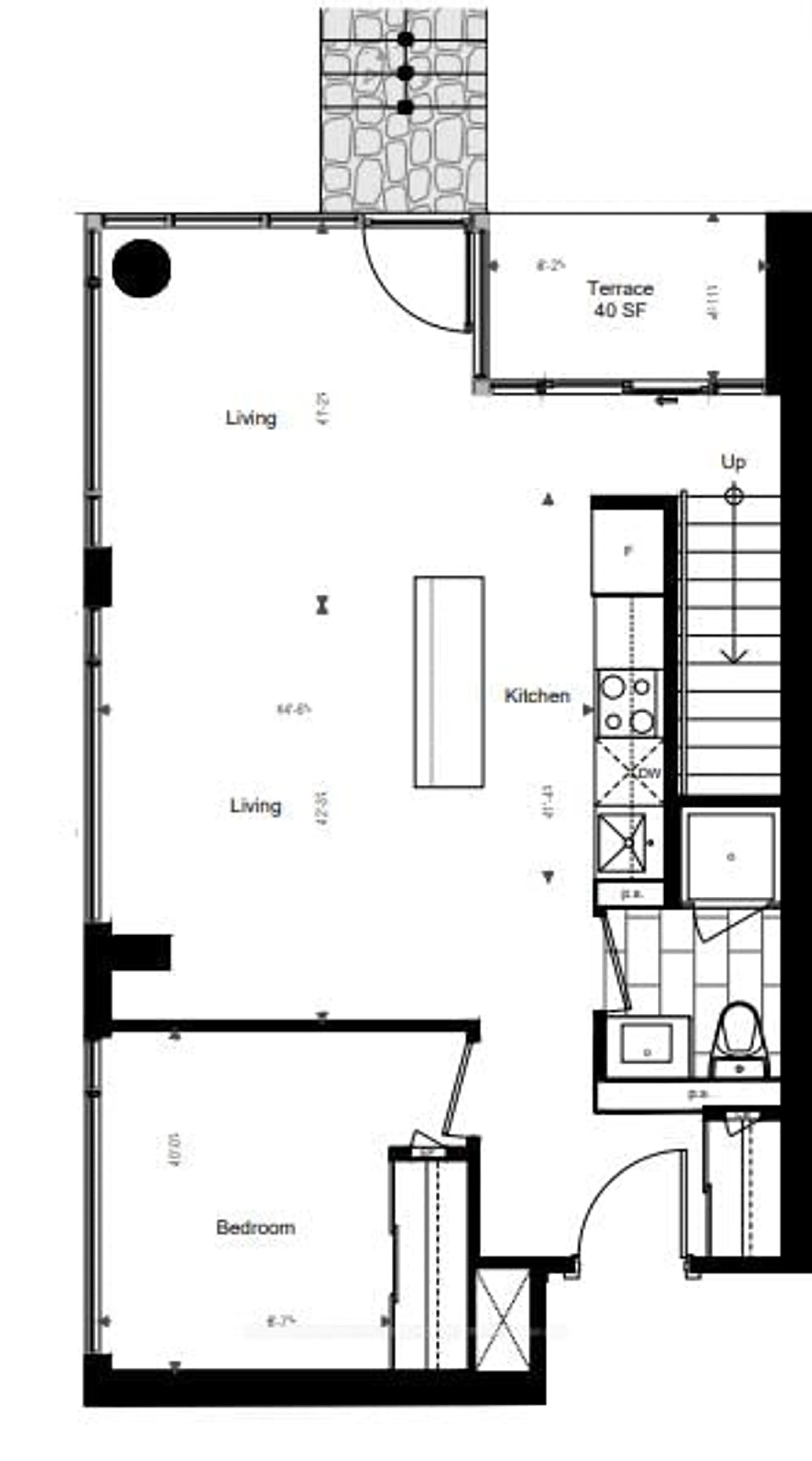Floor plan for 60 Princess St #107 Se, Toronto Ontario M5A 2C7