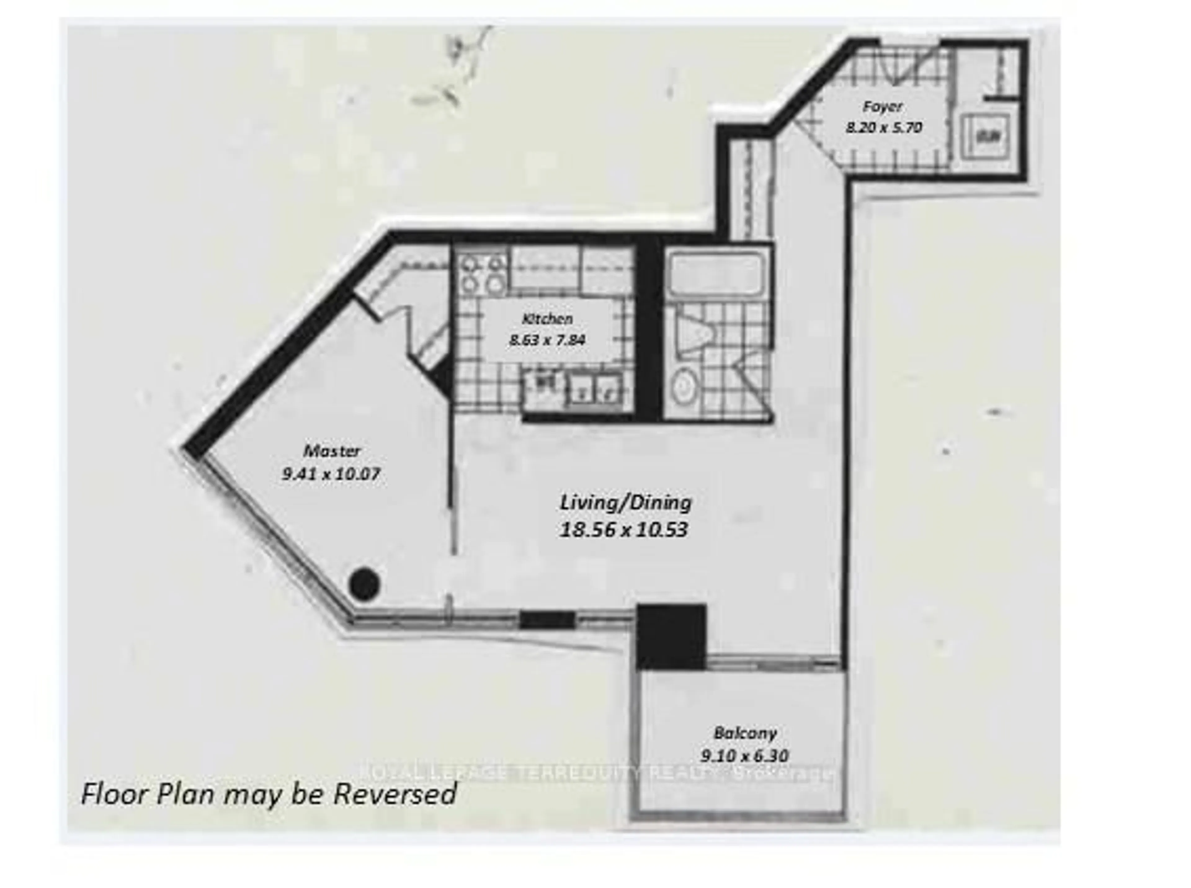 Floor plan for 230 Queens Quay #1818, Toronto Ontario M5J 2Y7