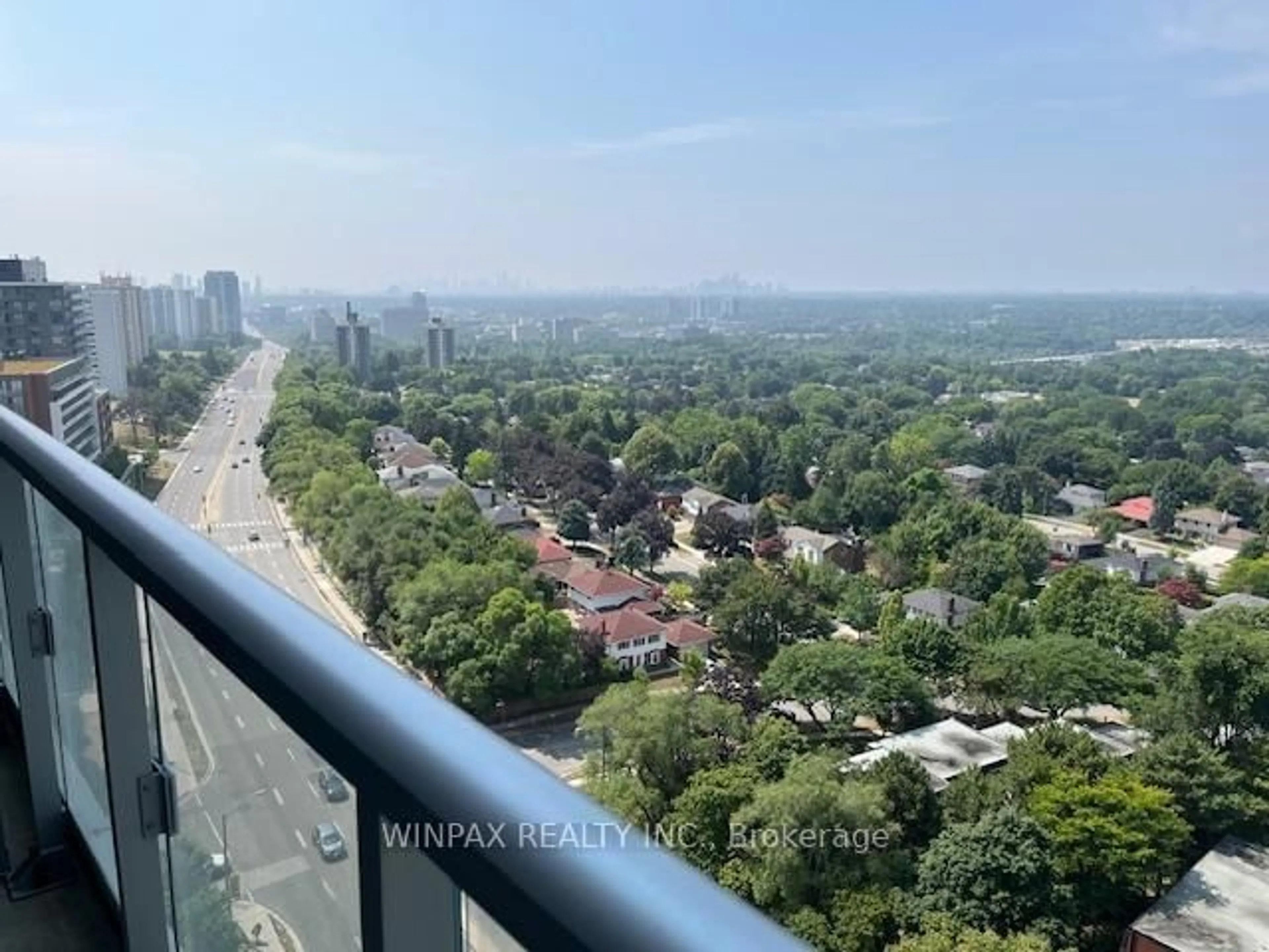 Balcony in the apartment, city buildings view from balcony for 66 Forest Manor Rd #1401, Toronto Ontario M2J 1M6
