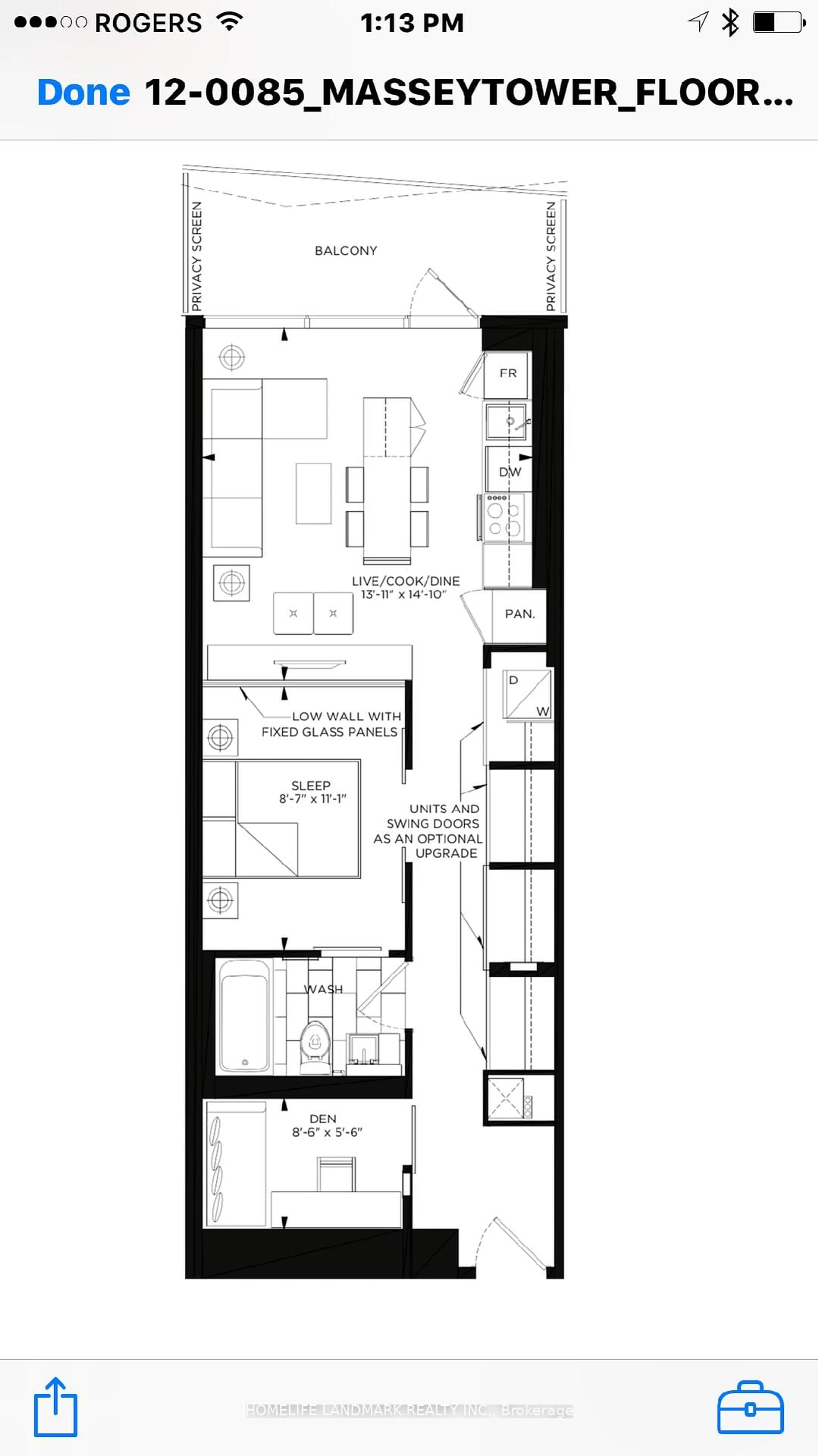 Floor plan for 197 yonge St #1611, Toronto Ontario M5B 1M4