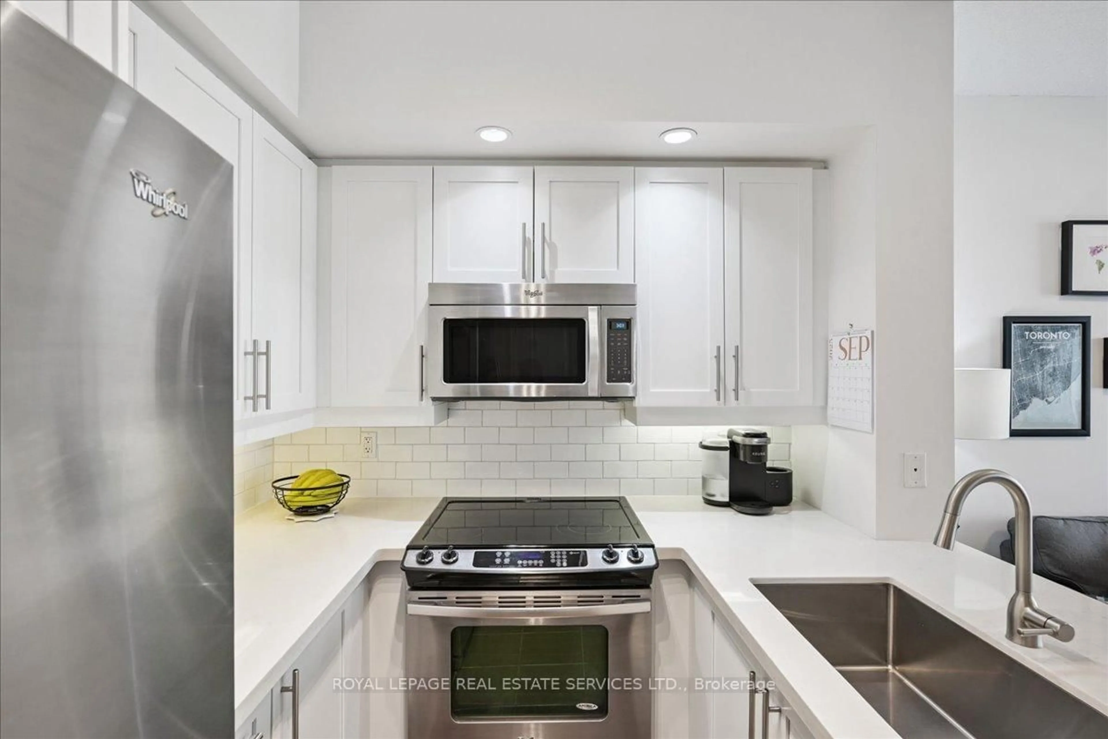 Contemporary kitchen, ceramic/tile floor for 85 East Liberty St #1608, Toronto Ontario M6K 3R4