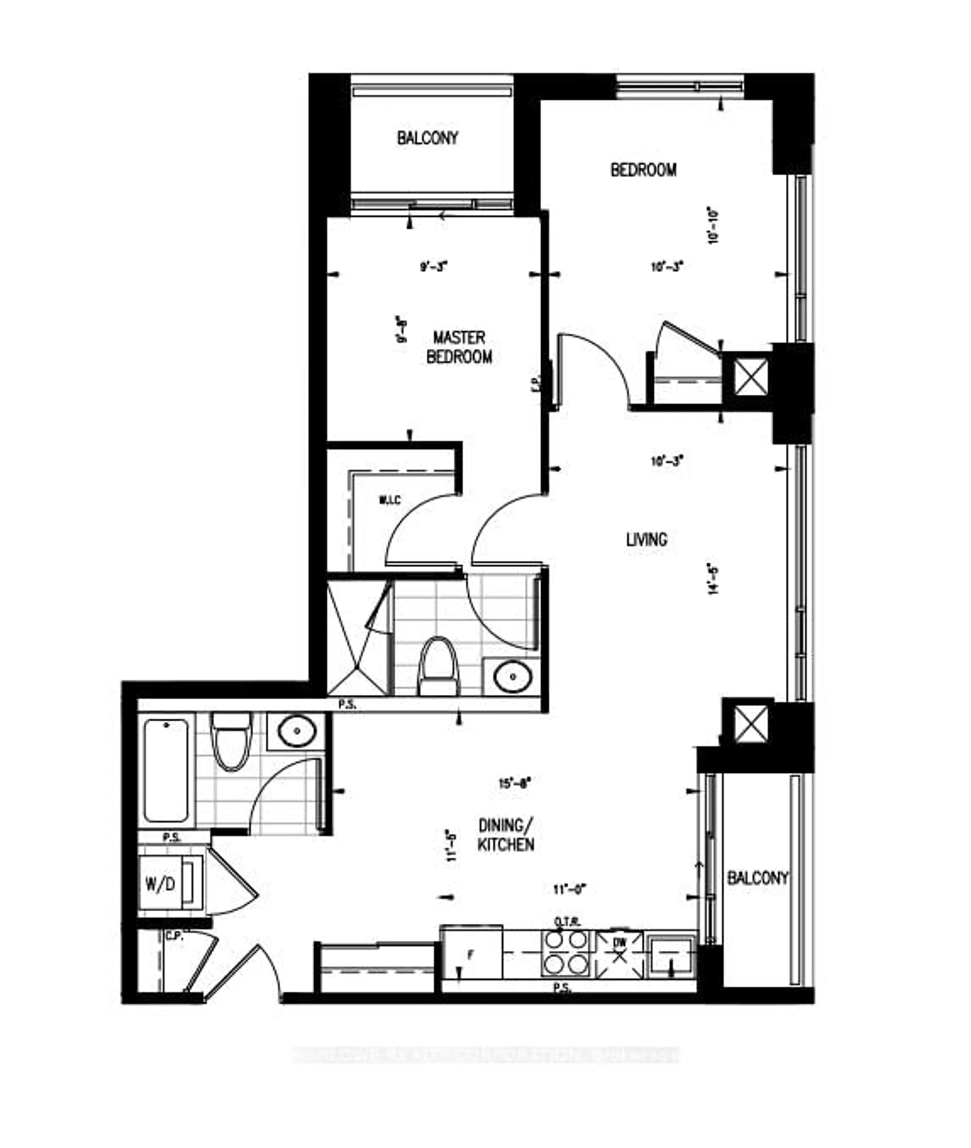 Floor plan for 543 Richmond St #609, Toronto Ontario M5V 0W9