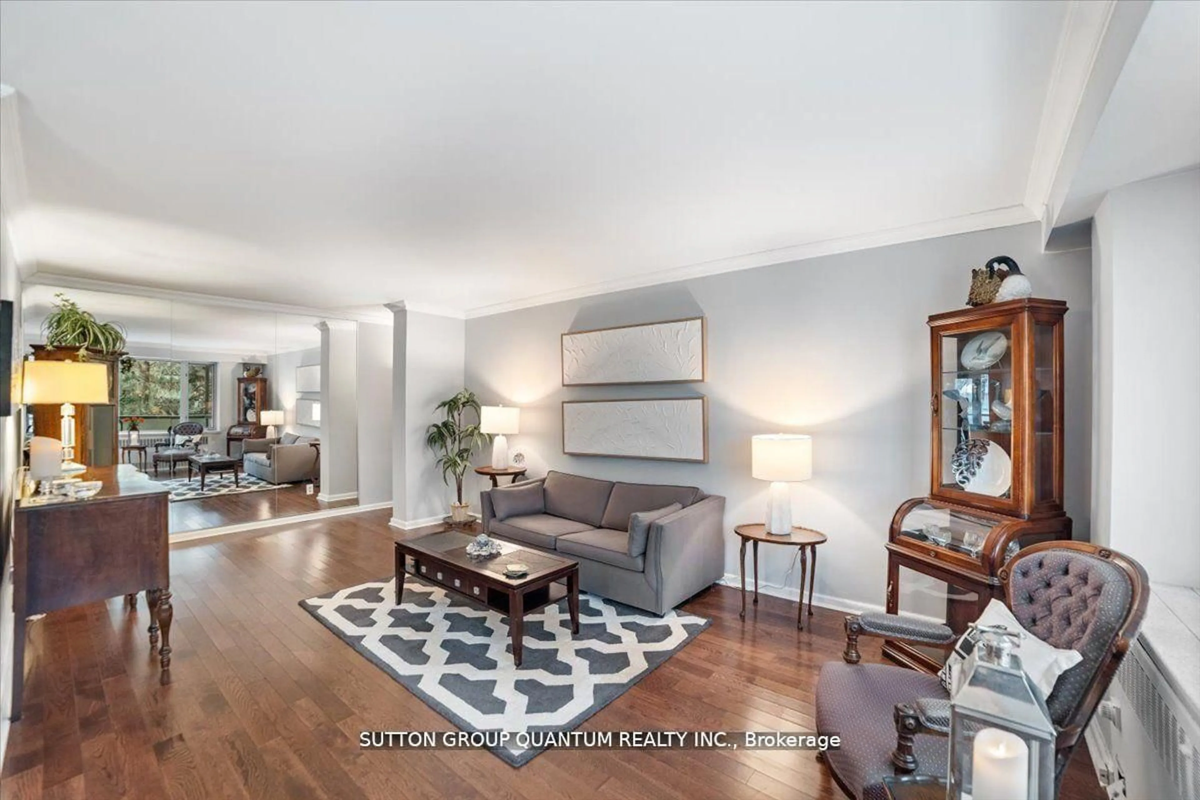 Living room with furniture, wood/laminate floor for 16 Rosedale Rd #614, Toronto Ontario M4W 2P4