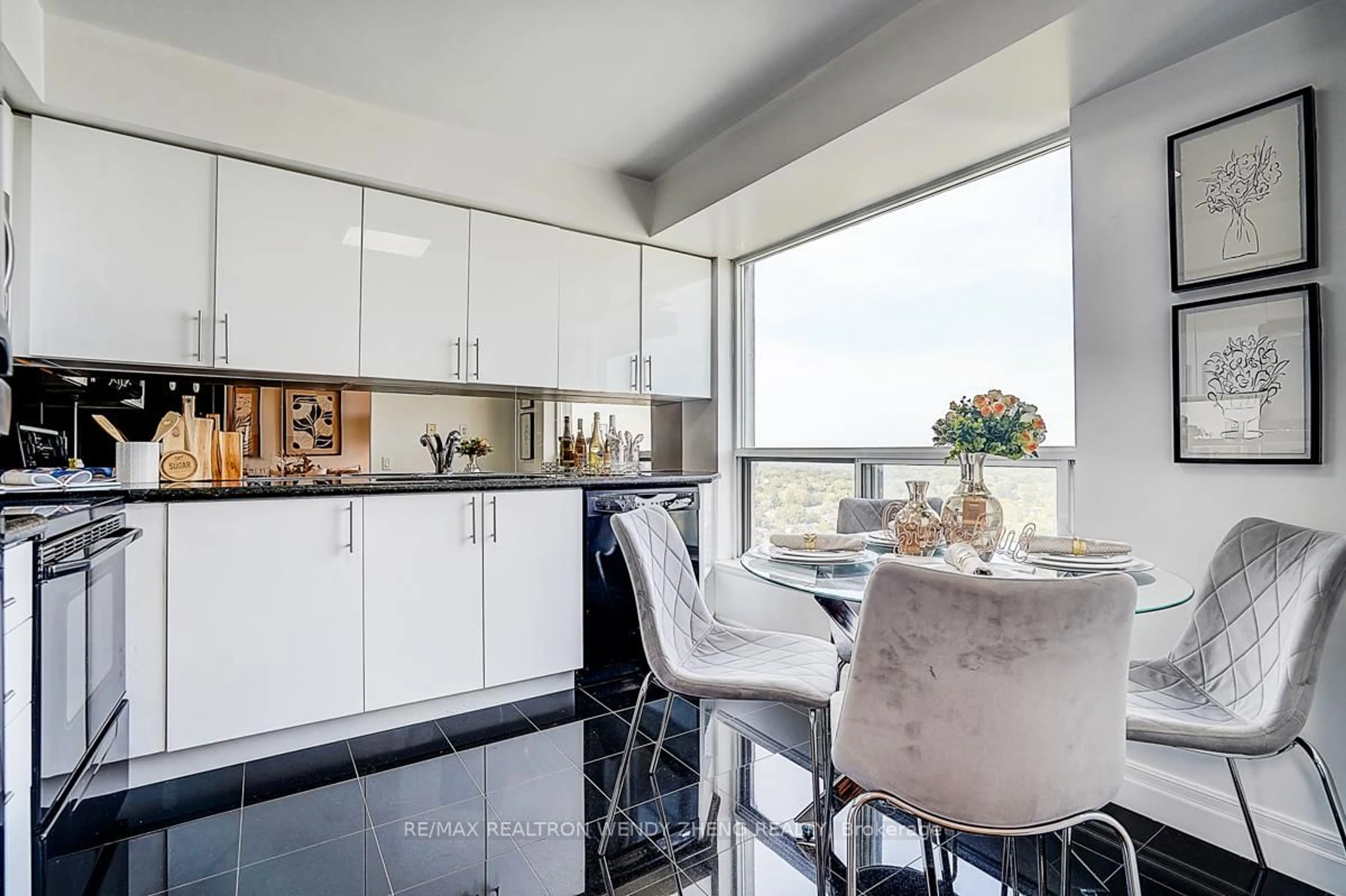 Contemporary kitchen, ceramic/tile floor for 21 Hillcrest Ave #2702, Toronto Ontario M2N 7K2