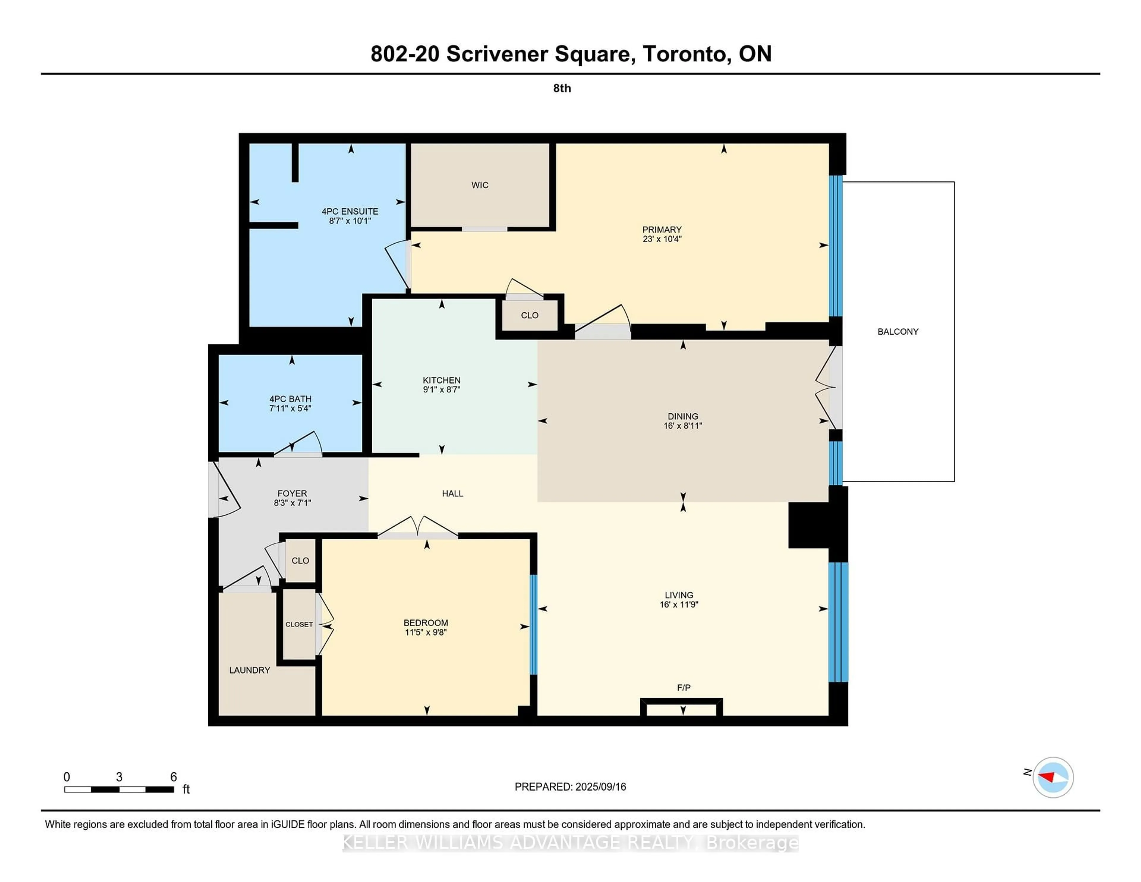 Floor plan for 20 Scrivener Sq #802, Toronto Ontario M4W 3X9