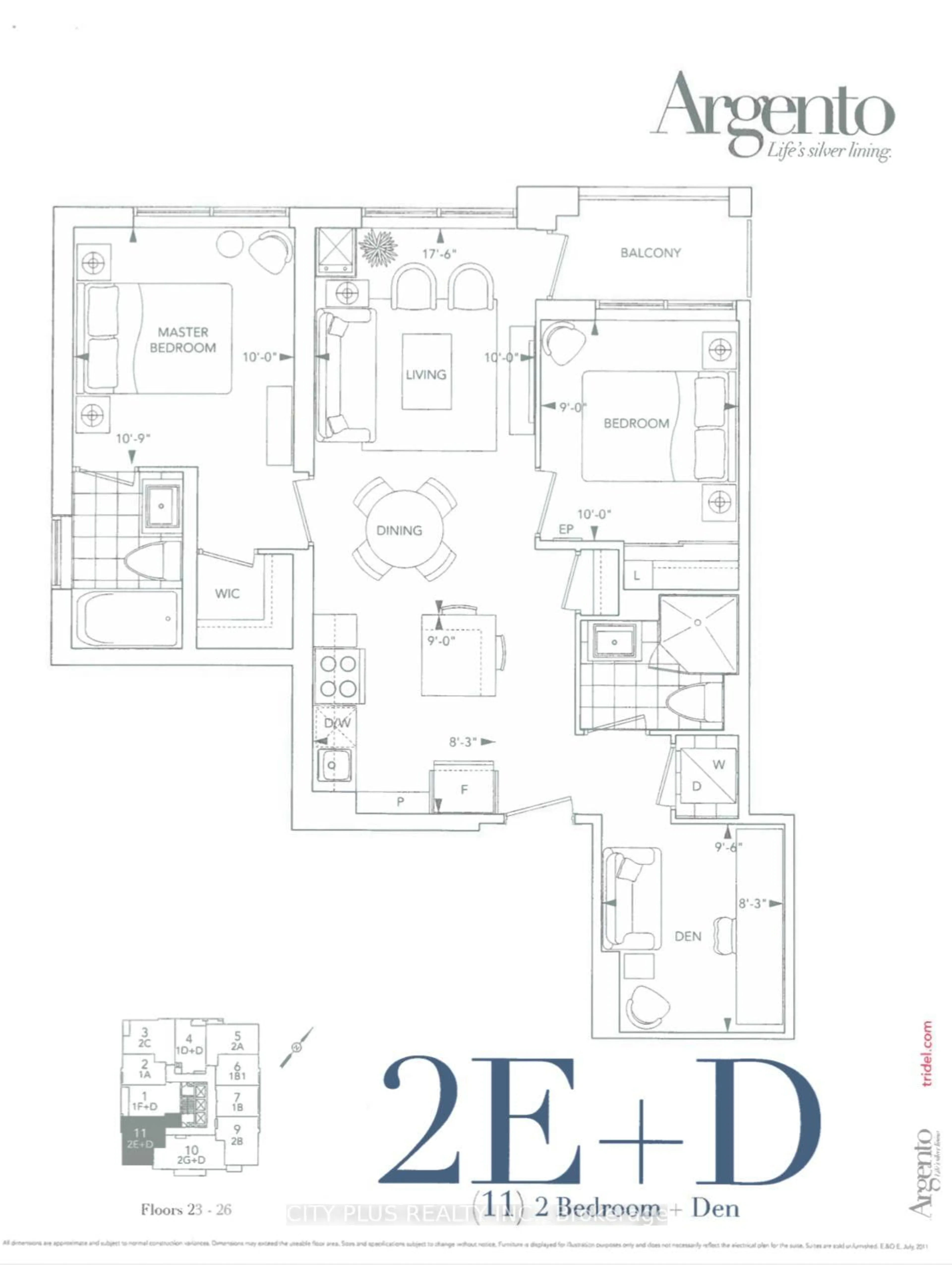Floor plan for 18 Graydon Hall Dr #2311, Toronto Ontario M3A 0A4