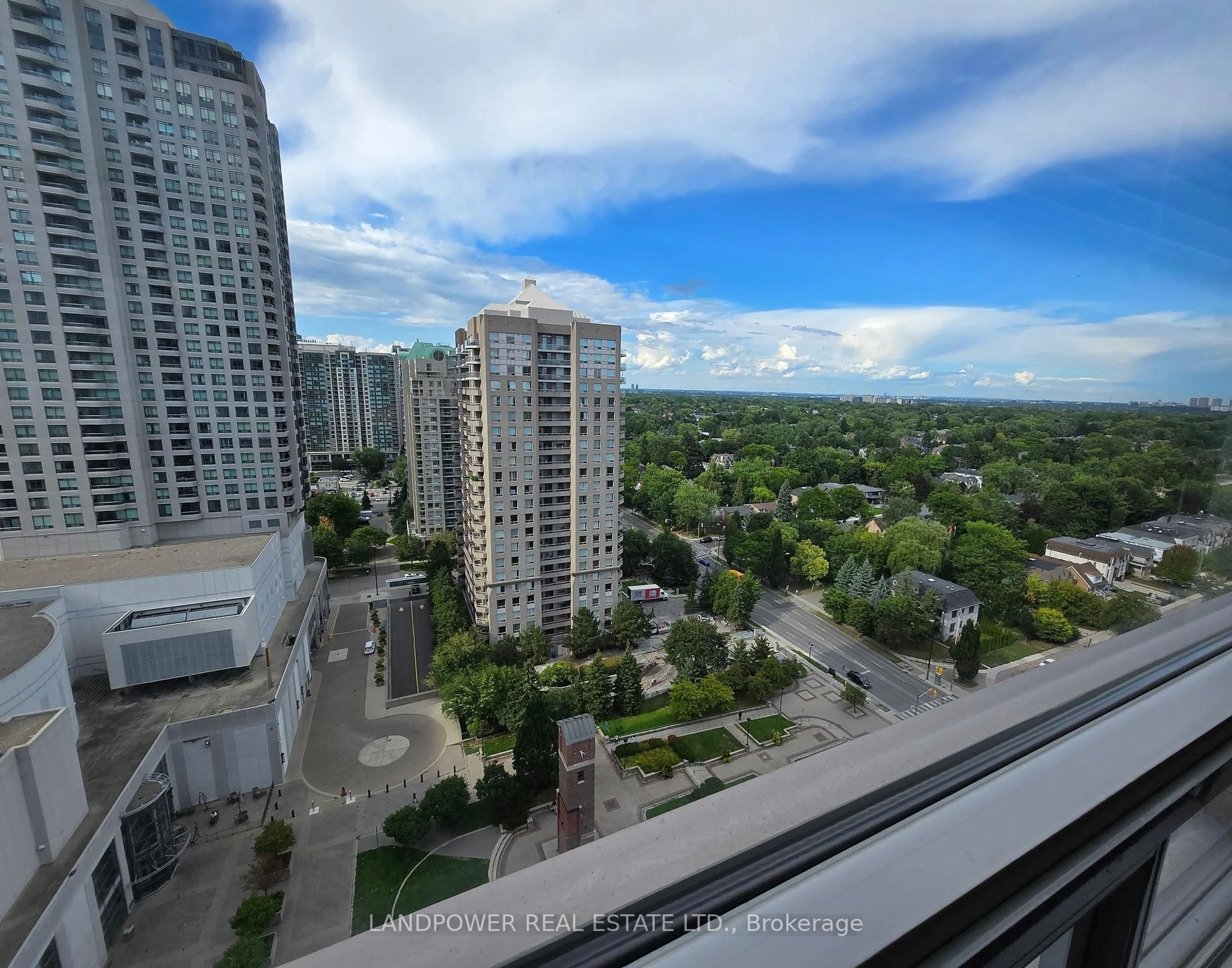A pic from outside/outdoor area/front of a property/back of a property/a pic from drone, city buildings view from balcony for 18 Hillcrest Ave #2110, Toronto Ontario M2N 6T5