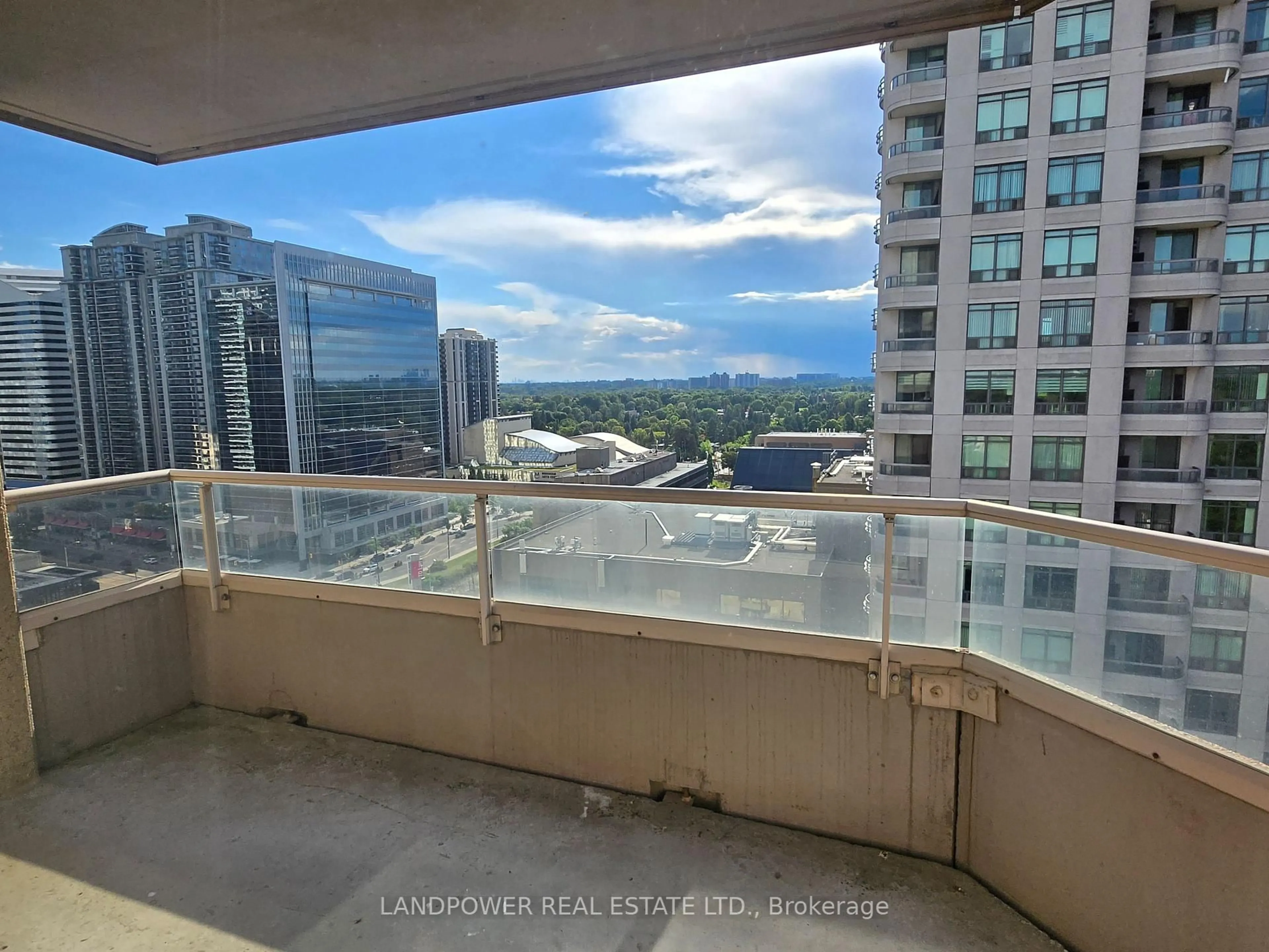 Balcony in the apartment, city buildings view from balcony for 18 Hillcrest Ave #2110, Toronto Ontario M2N 6T5