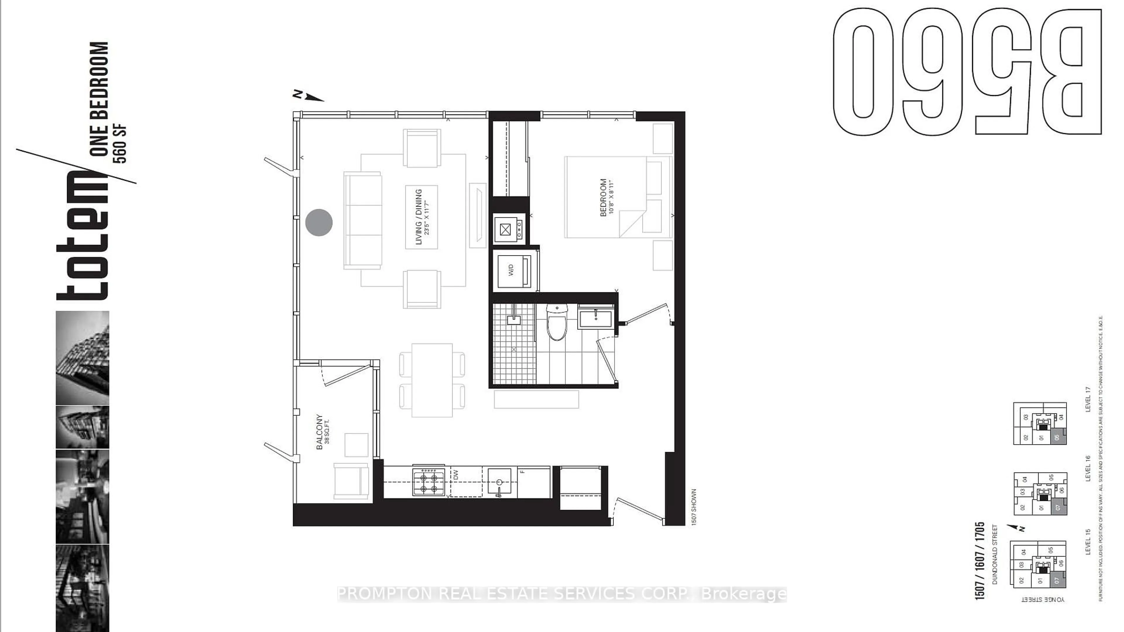 Floor plan for 17 Dundonald St #1607, Toronto Ontario M4Y 1K3