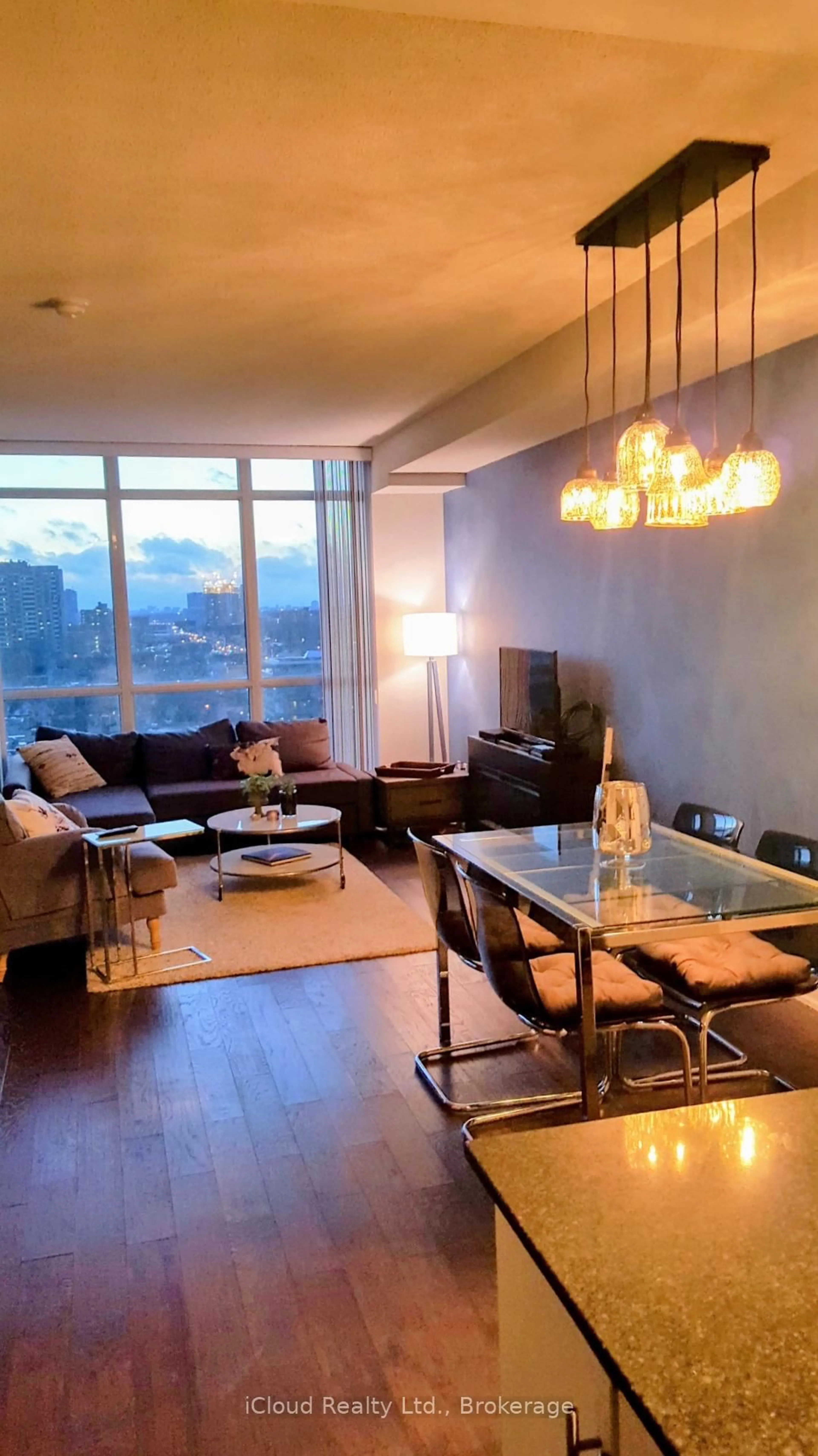 Living room with furniture, wood/laminate floor for 1171 Queen St #1212, Toronto Ontario M6J 0A5