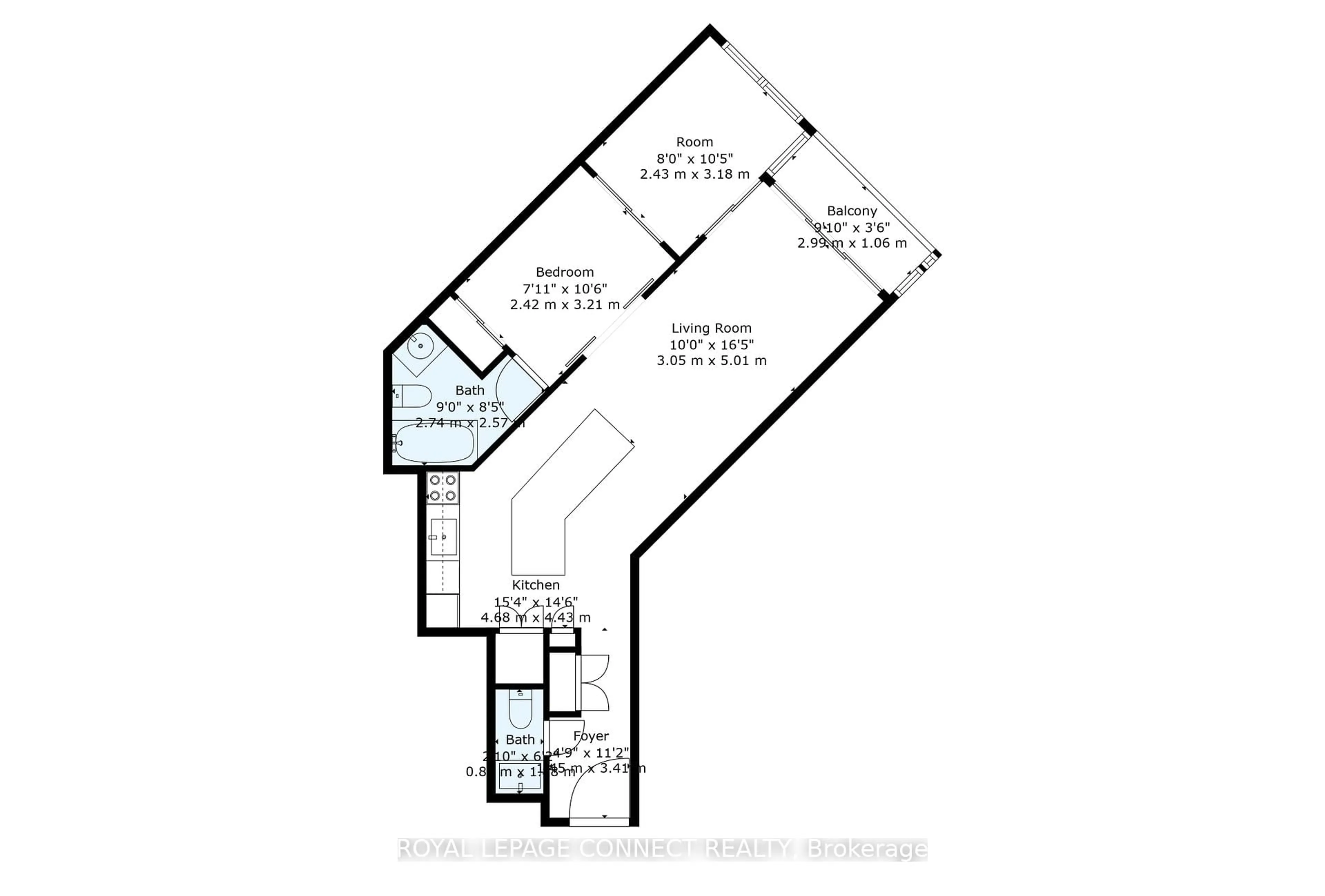 Floor plan for 208 Queens Quay #1504, Toronto Ontario M5J 2Y5