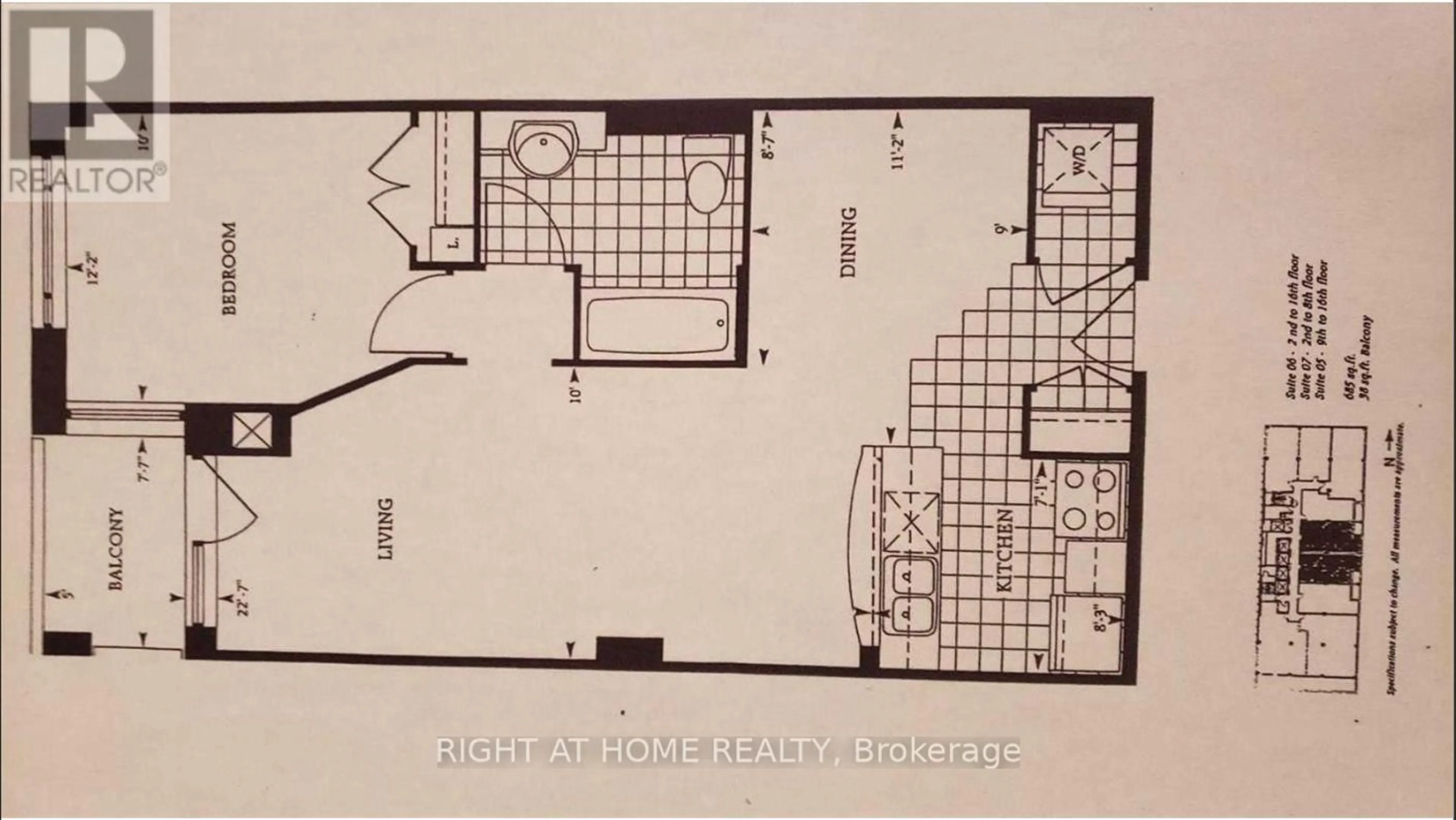 Floor plan for 102 Bloor St #1605, Toronto Ontario M5S 1M8