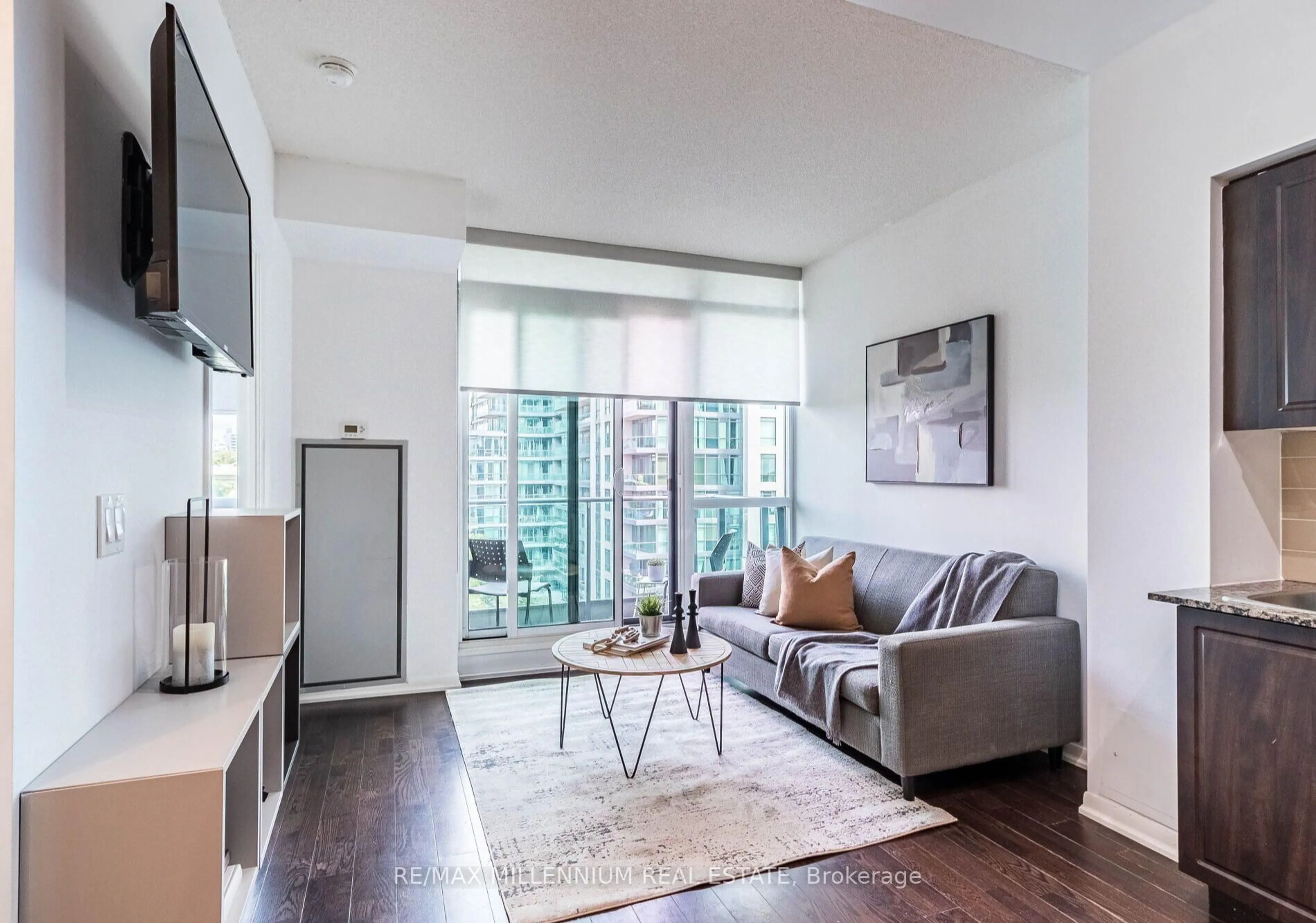 Living room with furniture, unknown for 215 Fort York Blvd #712, Toronto Ontario M5V 4A2