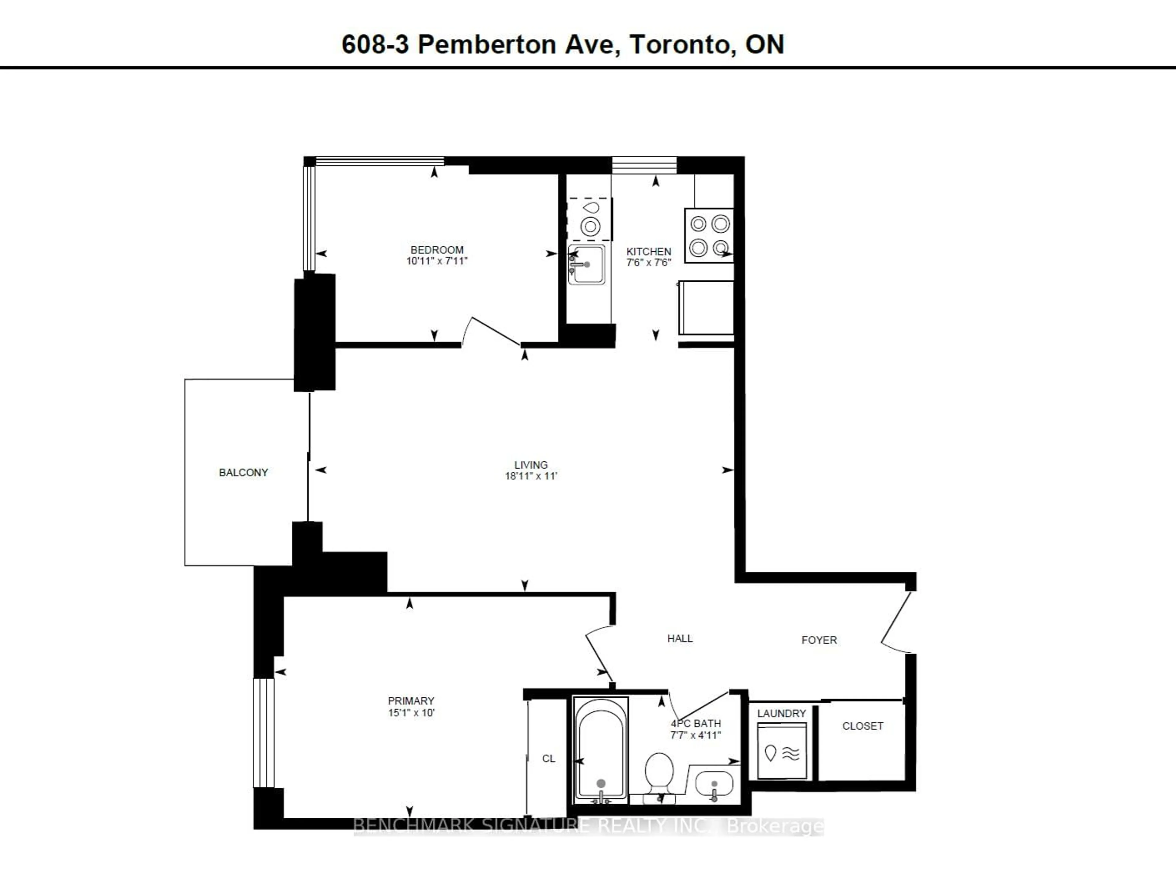 Floor plan for 3 Pemberton Ave #608, Toronto Ontario M2M 4M1